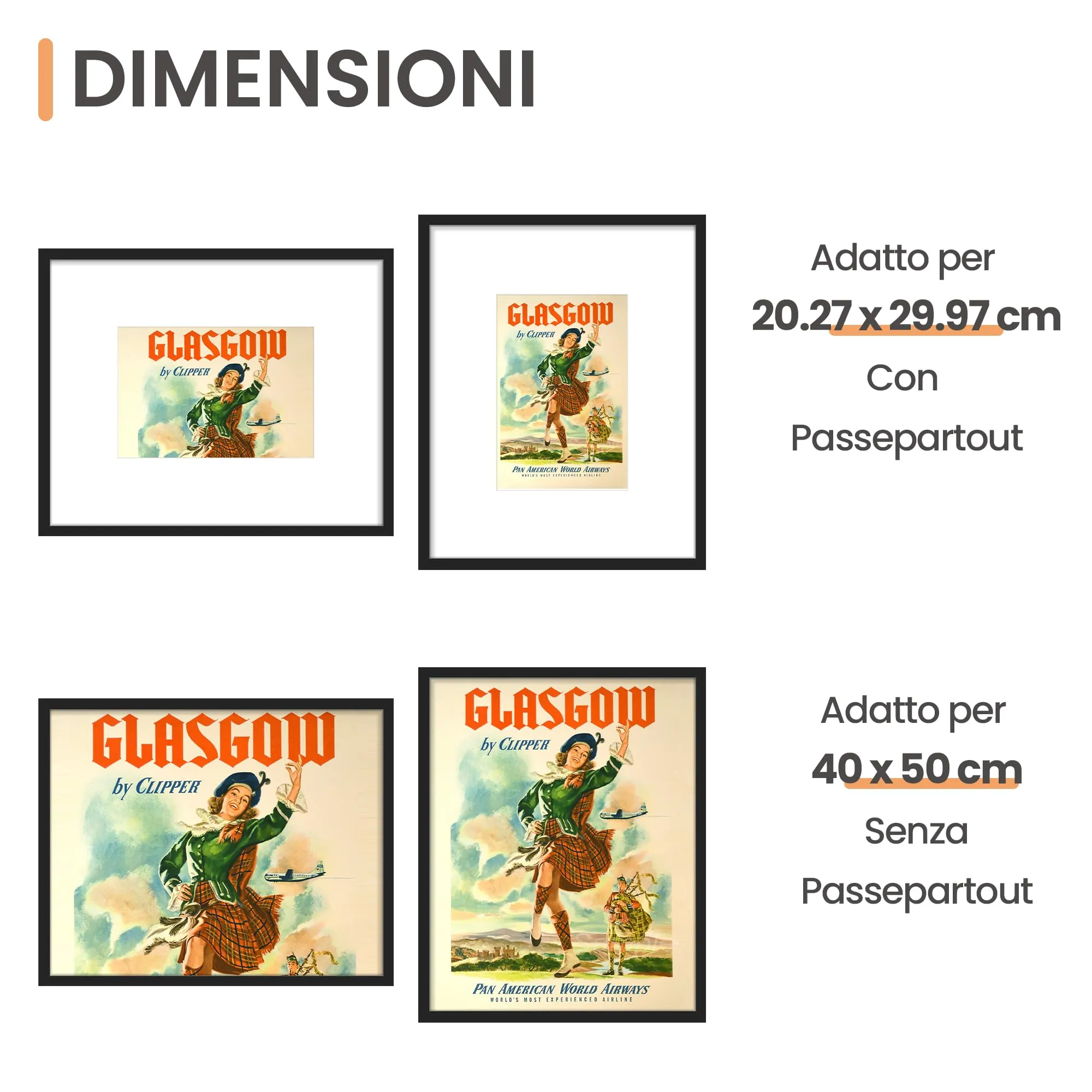 upsimples Cornici portafoto, Set da 3, 40x50 cm, Nero - immagine 2