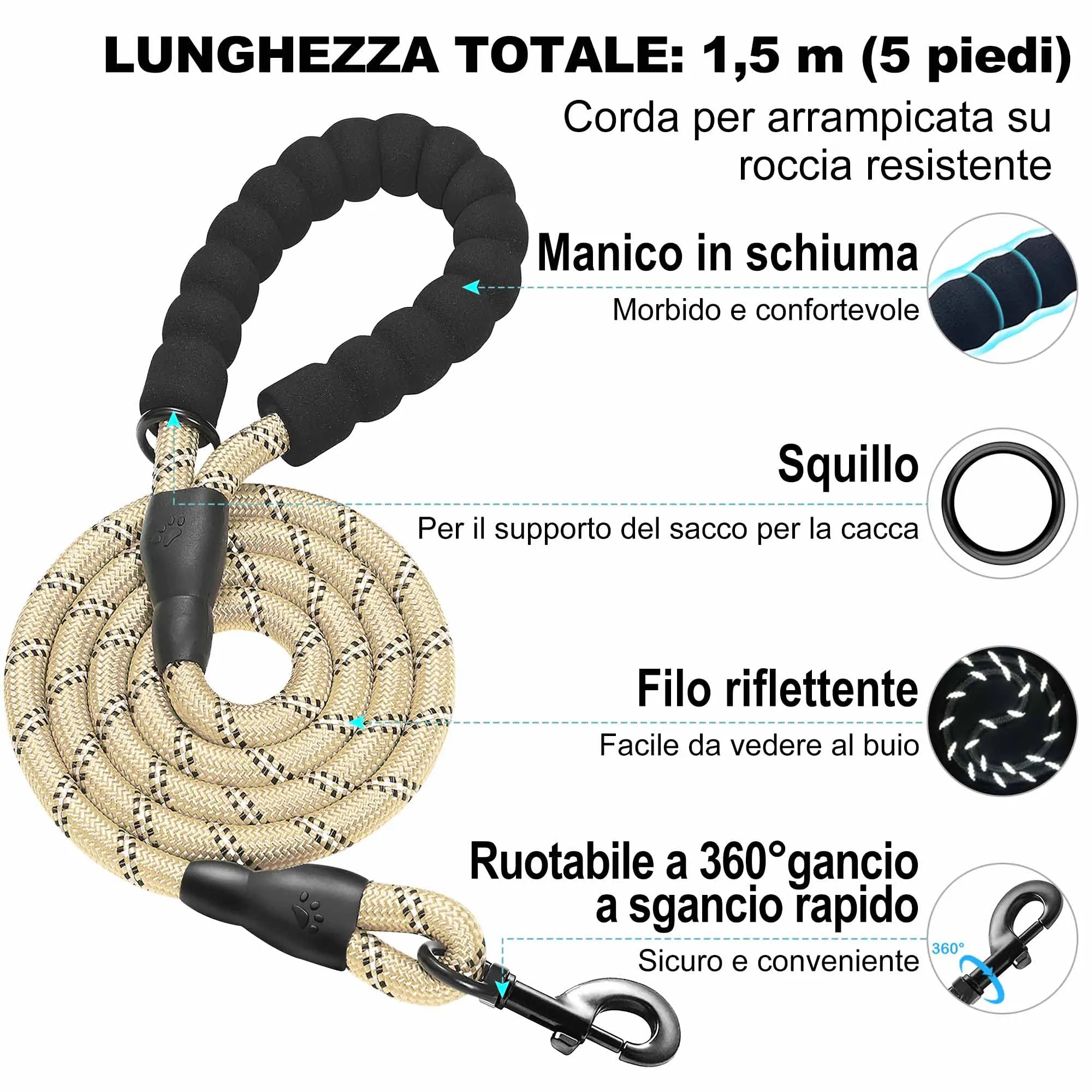 haapaw Pettorina per cani e guinzaglio step-in, riflettente e imbottita, beige S - immagine 3
