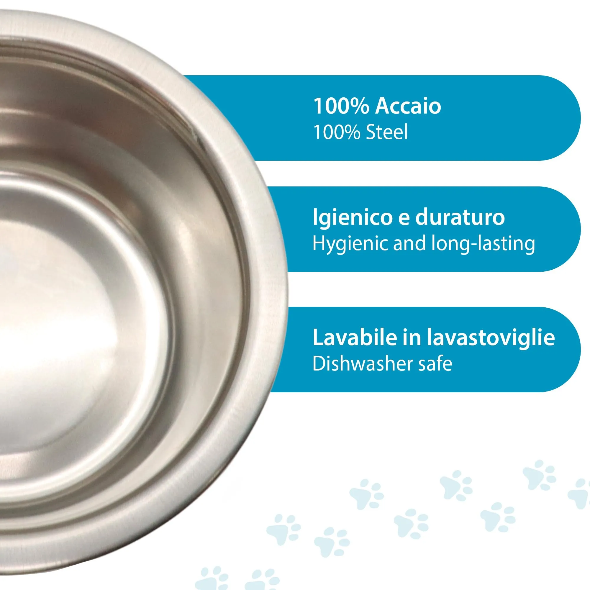 Croci DOS Ciotola per cani in acciaio inox, 1.9L, diametro 21cm - immagine 3