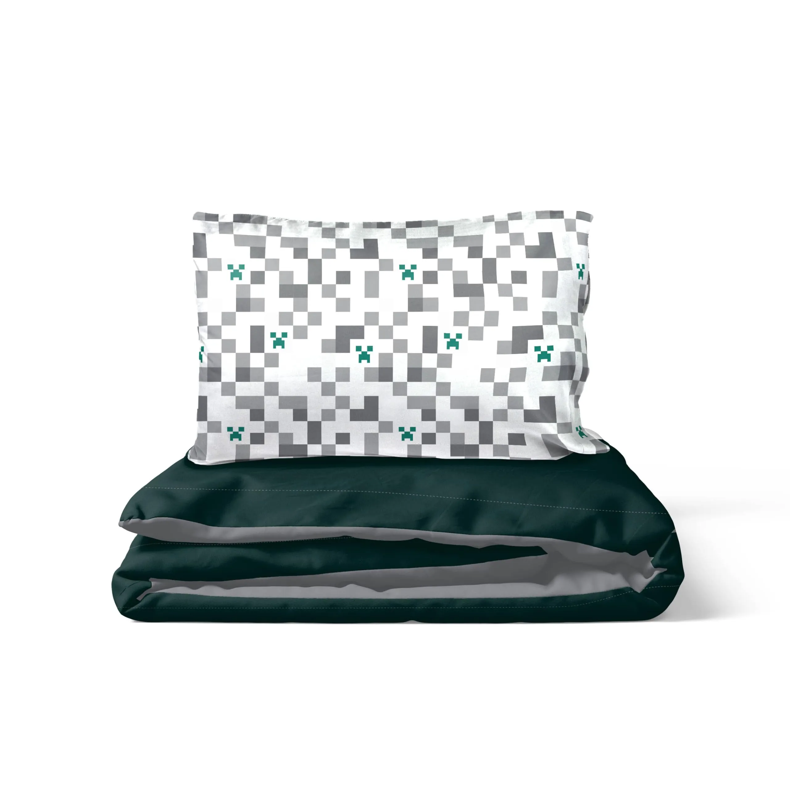 Jay Franco Set Copripiumino Singolo Minecraft Creeper a Scacchi 100% Cotone con Copricuscino 50 x 70 cm - immagine 5