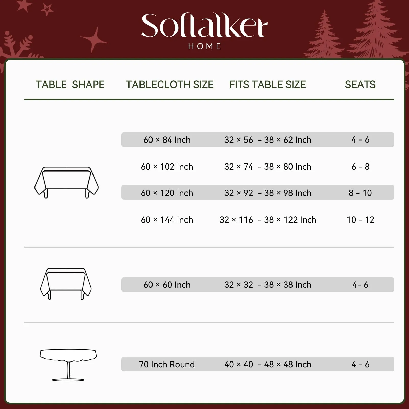 Softalker Tovaglia Rettangolare in Tessuto Jacquard con Agrifoglio, Impermeabile, 152 x 305 cm - immagine 7