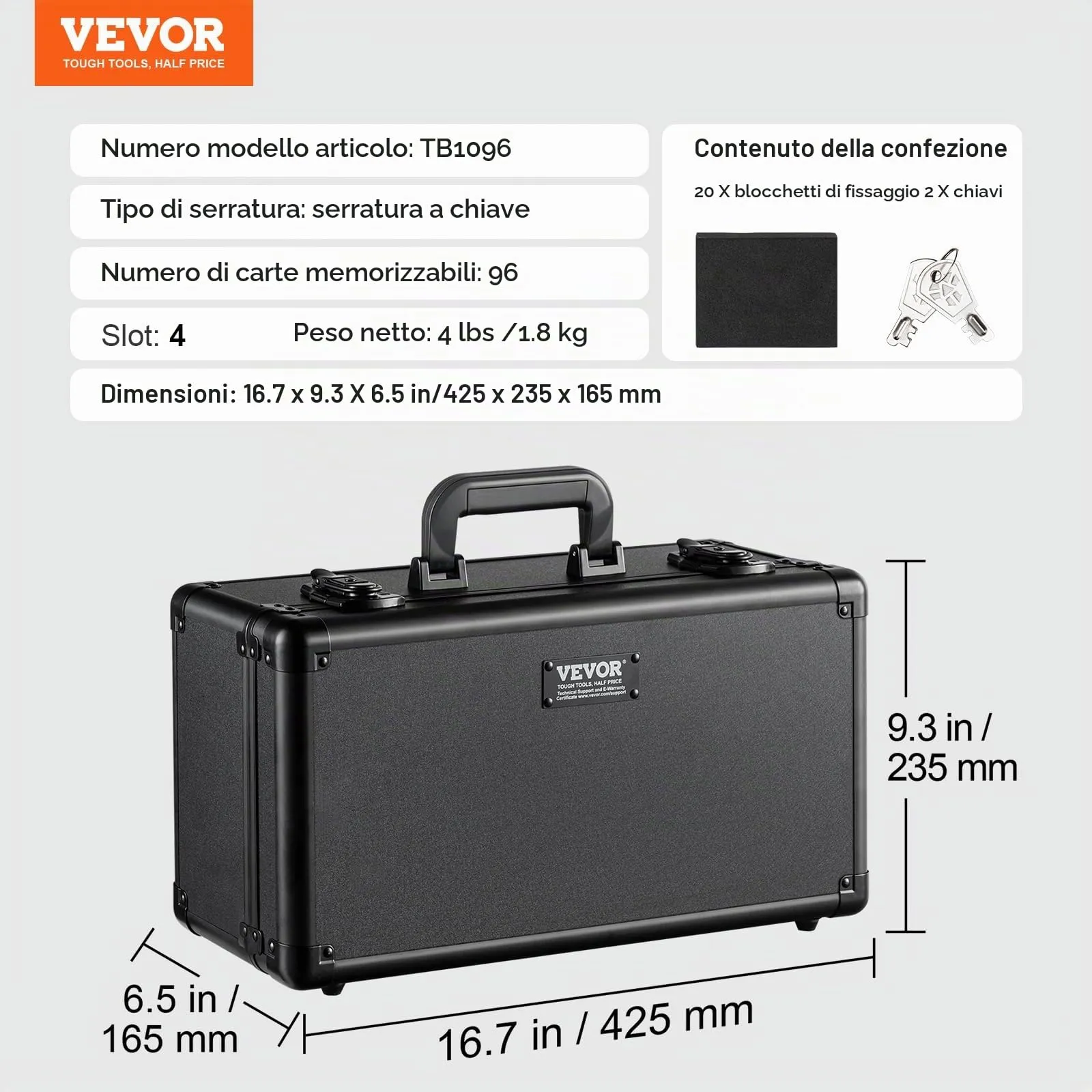VEVOR Scatola Porta Carte Classificate, 4 Fessure, Custodia con Chiusura Codificata per PSA, BGS e Top Loaders - immagine 8