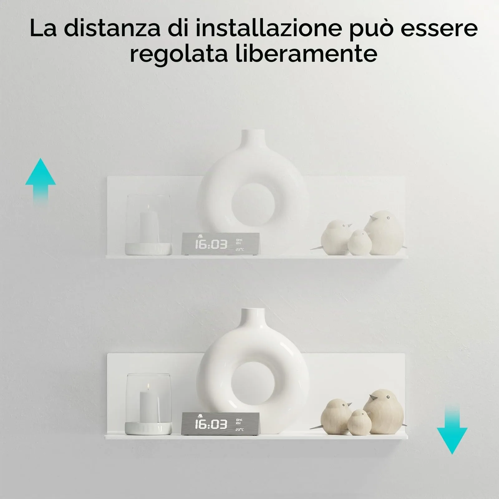 Toski Mensole da parete autoadesive in acrilico, set 2 ripiani, 40 cm, Bianco - immagine 4