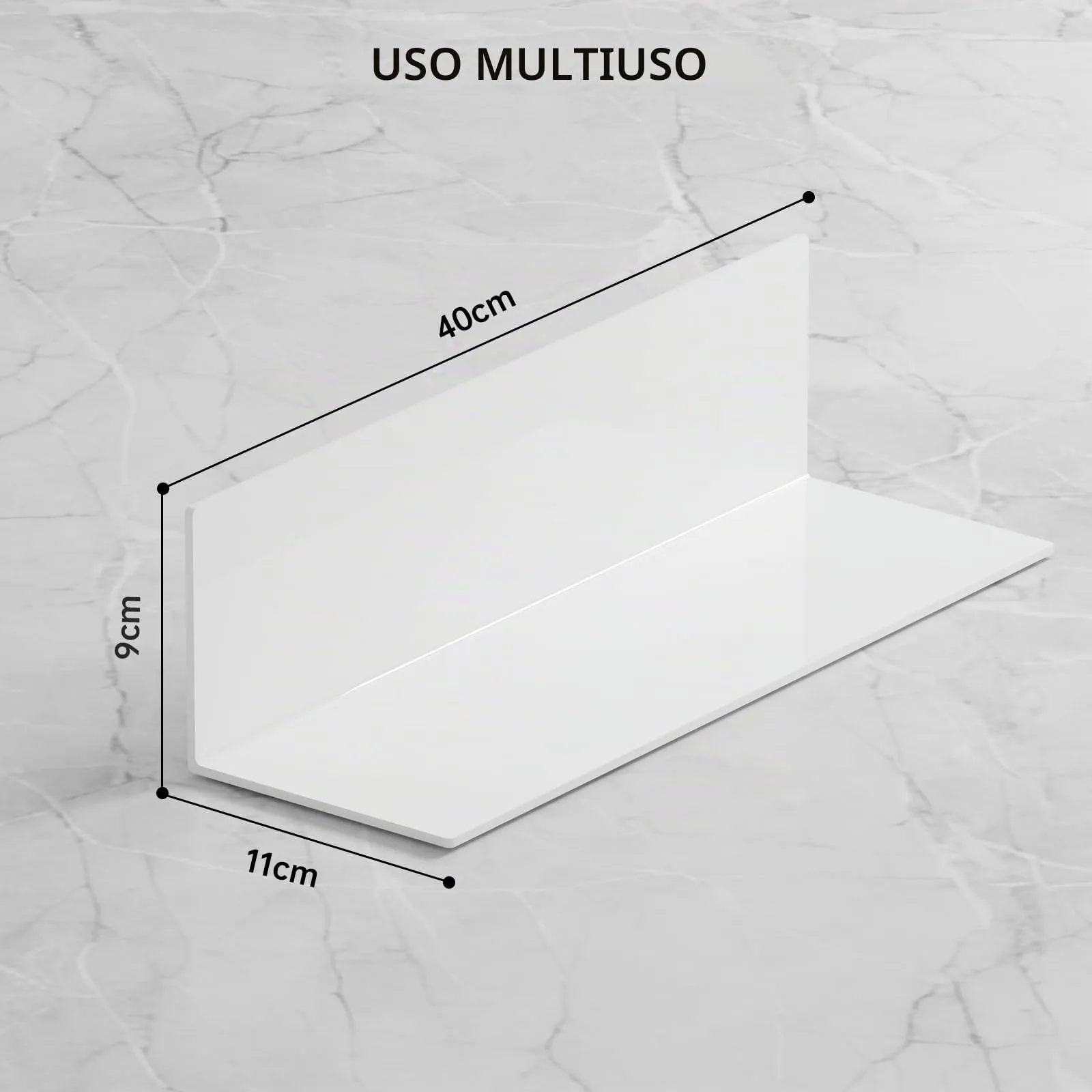 Toski Mensole da parete autoadesive in acrilico, set 2 ripiani, 40 cm, Bianco - immagine 6