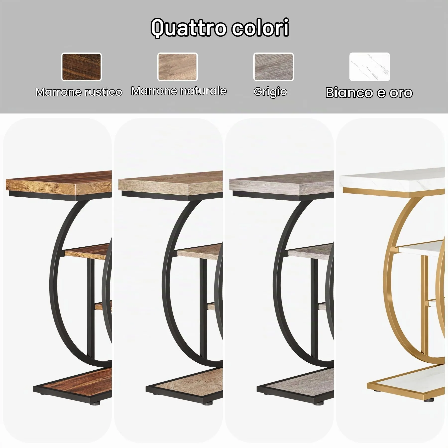 Tribesigns Tavolo consolle industriale a 4 livelli con base circolare, 104,1 cm - immagine 3
