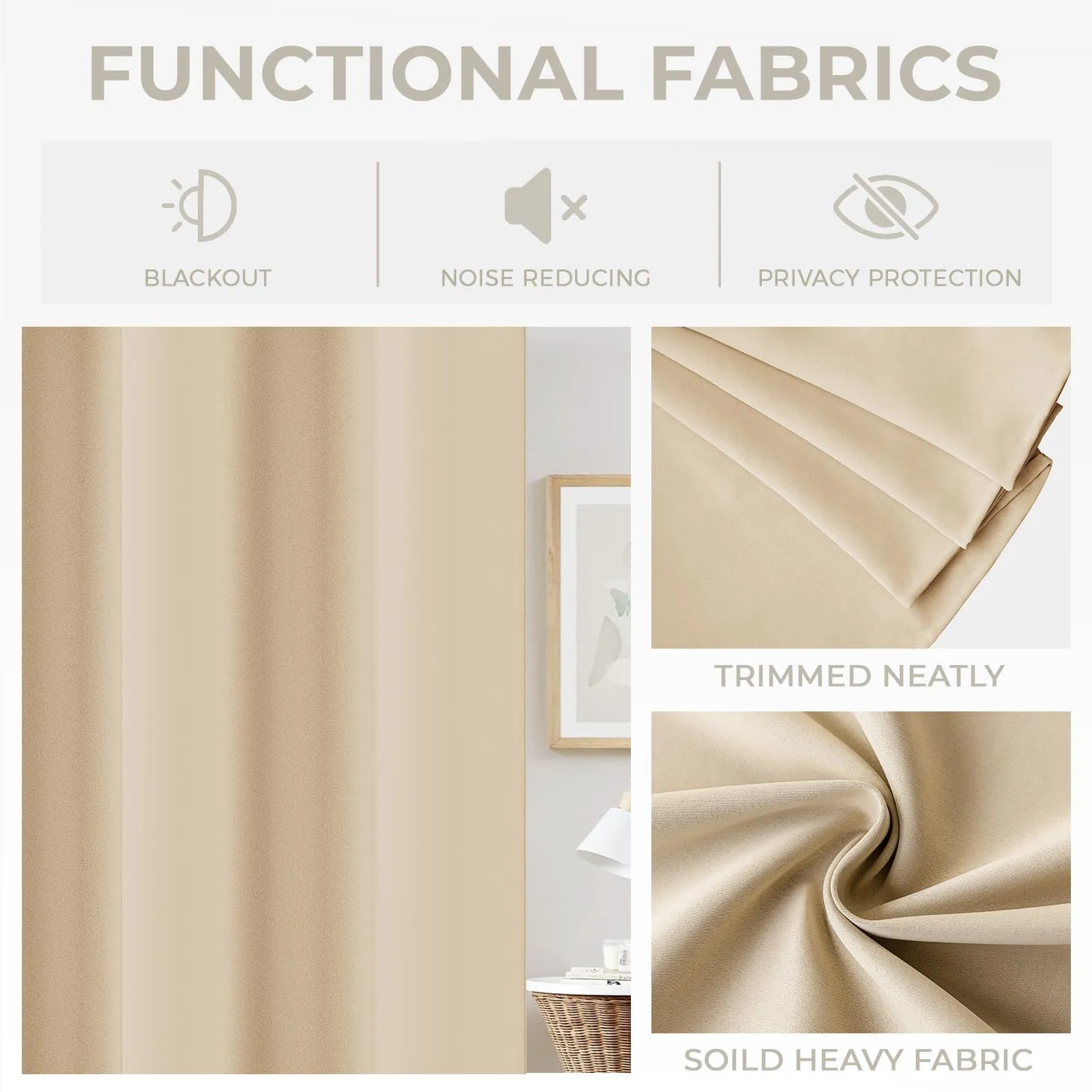 JCyh Tenda per Porta con Asta Estensibile, Termica e Oscurante, 132x210cm, Beige - immagine 4