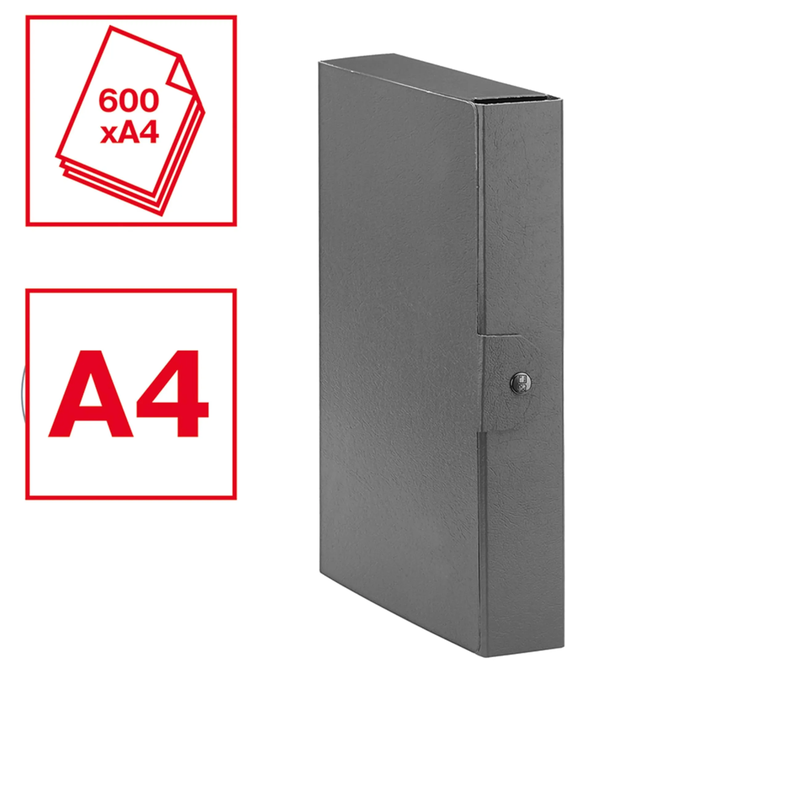 Esselte C26 Eurobox Cartella Progetti, 25 x 35 cm, Dorso 6 cm, Rosso, 5 pezzi, 390326160 - immagine 3