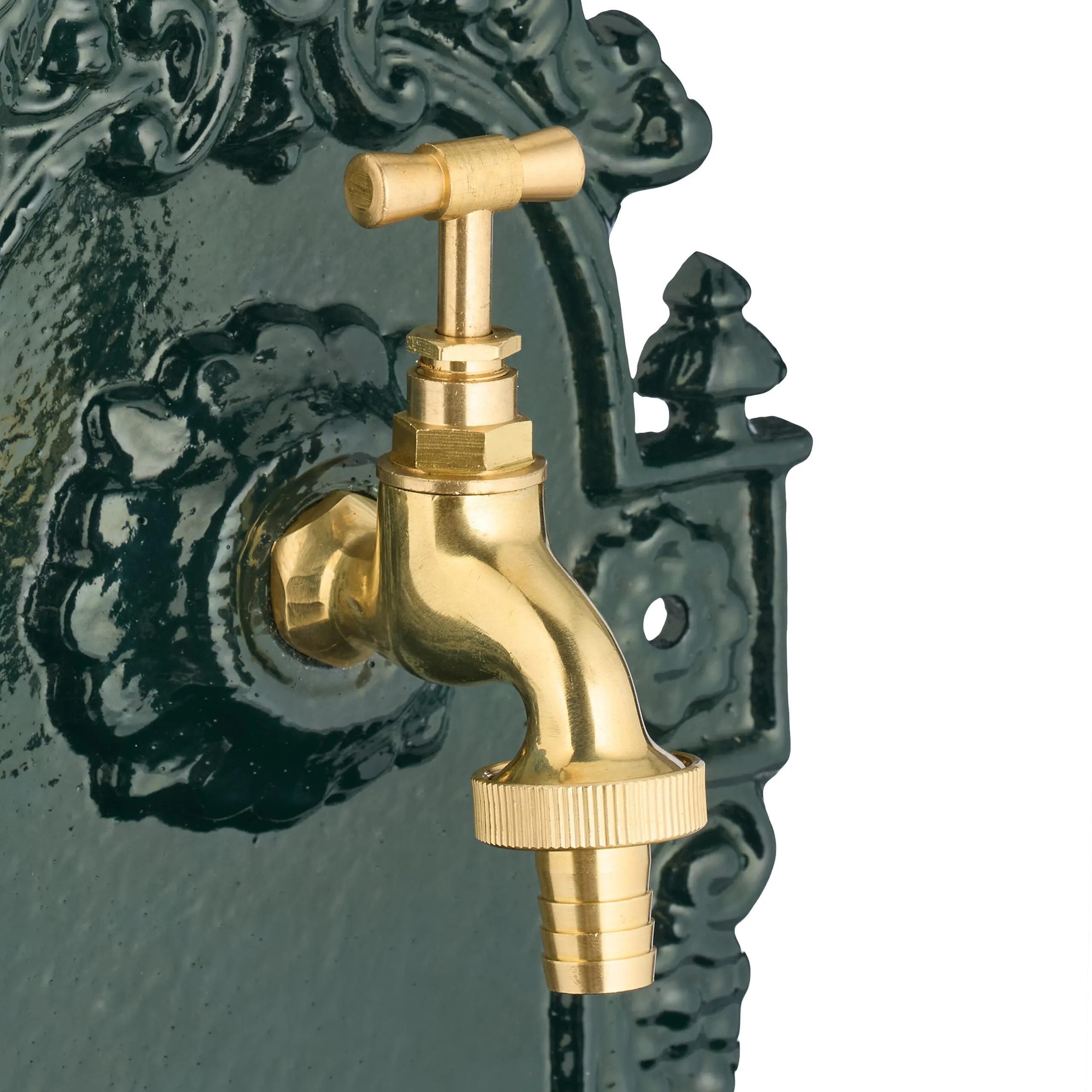Relaxdays Fontana a Muro da Esterno in Alluminio, Verde Oro, 40 x 24,5 x 15 cm - immagine 5