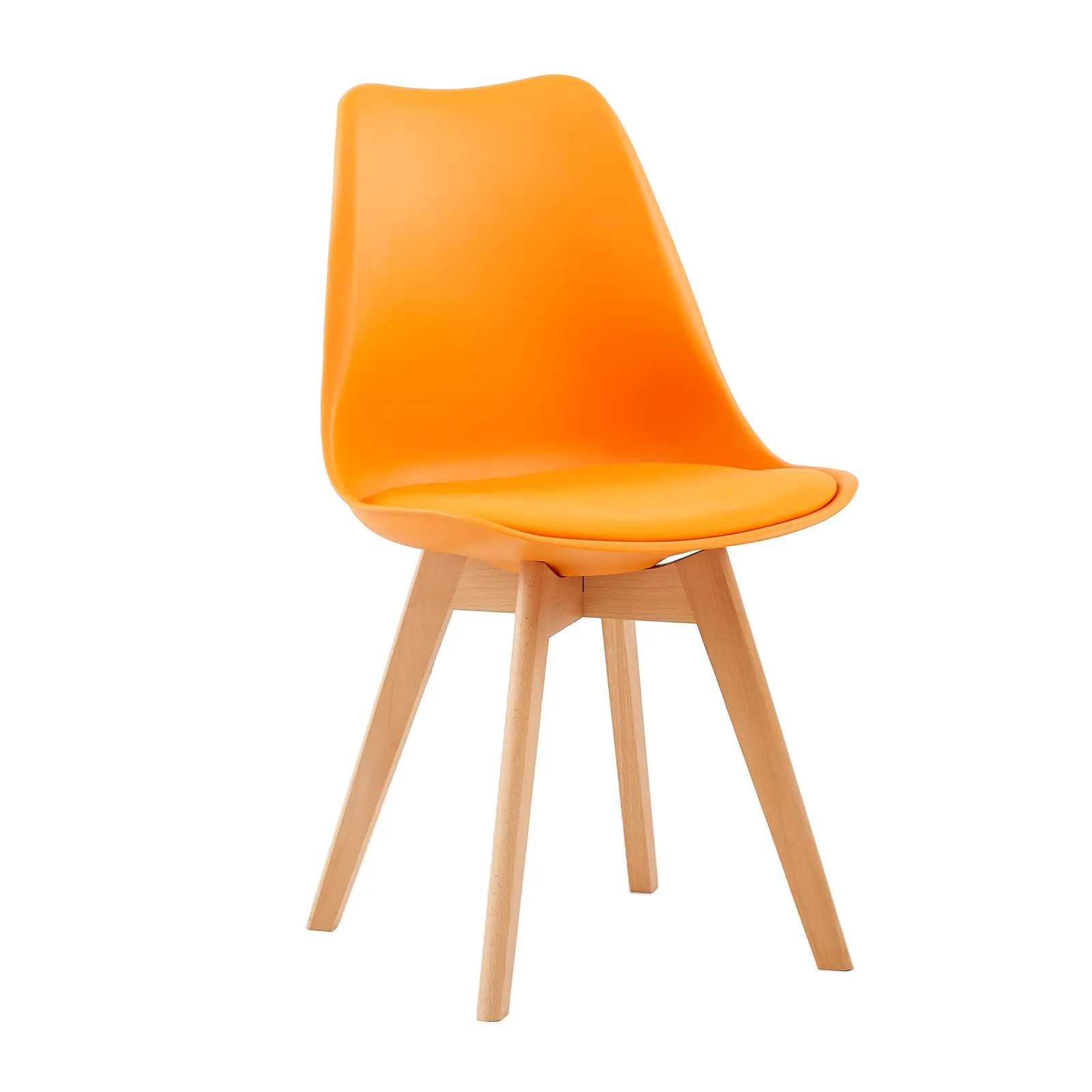 EGGREE Set di 4 Sedie da Sala da Pranzo in Faggio Massiccio e Plastica con Cuscino in PU, Giallo+Rosso+Verde+Arancio - immagine 6