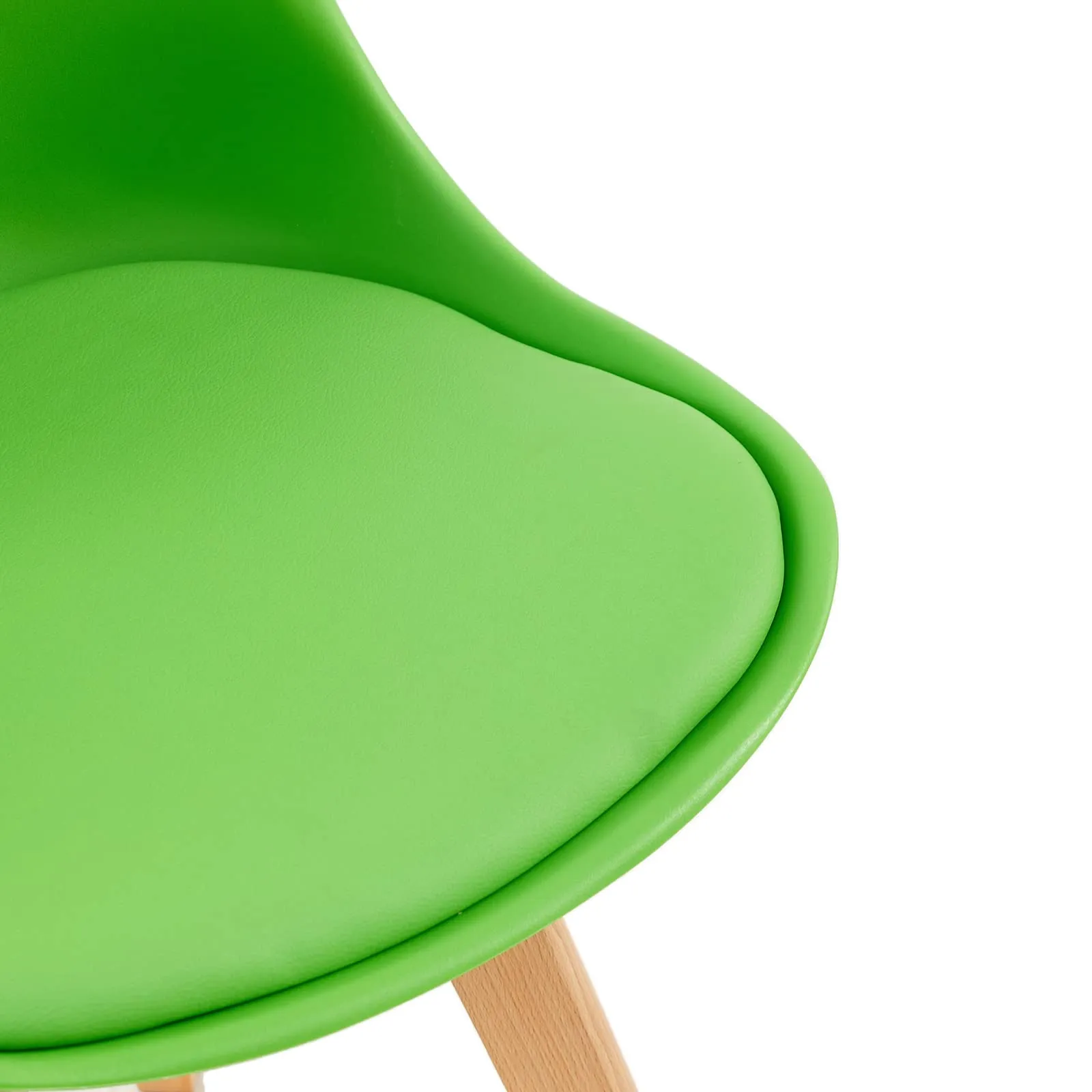 EGGREE Set di 4 Sedie da Sala da Pranzo in Faggio Massiccio e Plastica con Cuscino in PU, Giallo+Rosso+Verde+Arancio - immagine 7