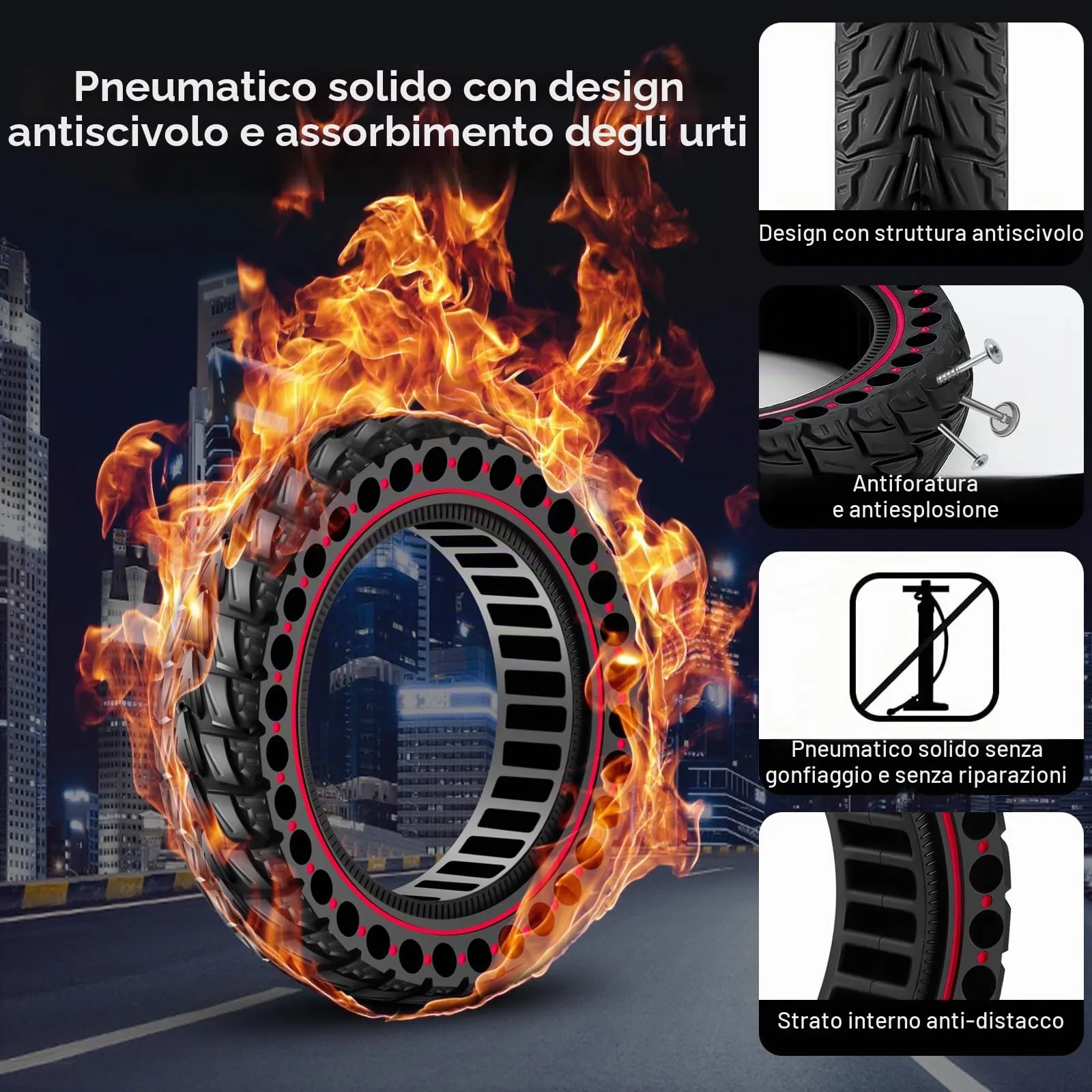 BANGTING Pneumatici Piene 10x2.50-6.5 per Monopattino Elettrico Segway Ninebot Max G2/G30/G30D/G30E/G30LP/G30D II/G30 Max (Rosso) - immagine 6