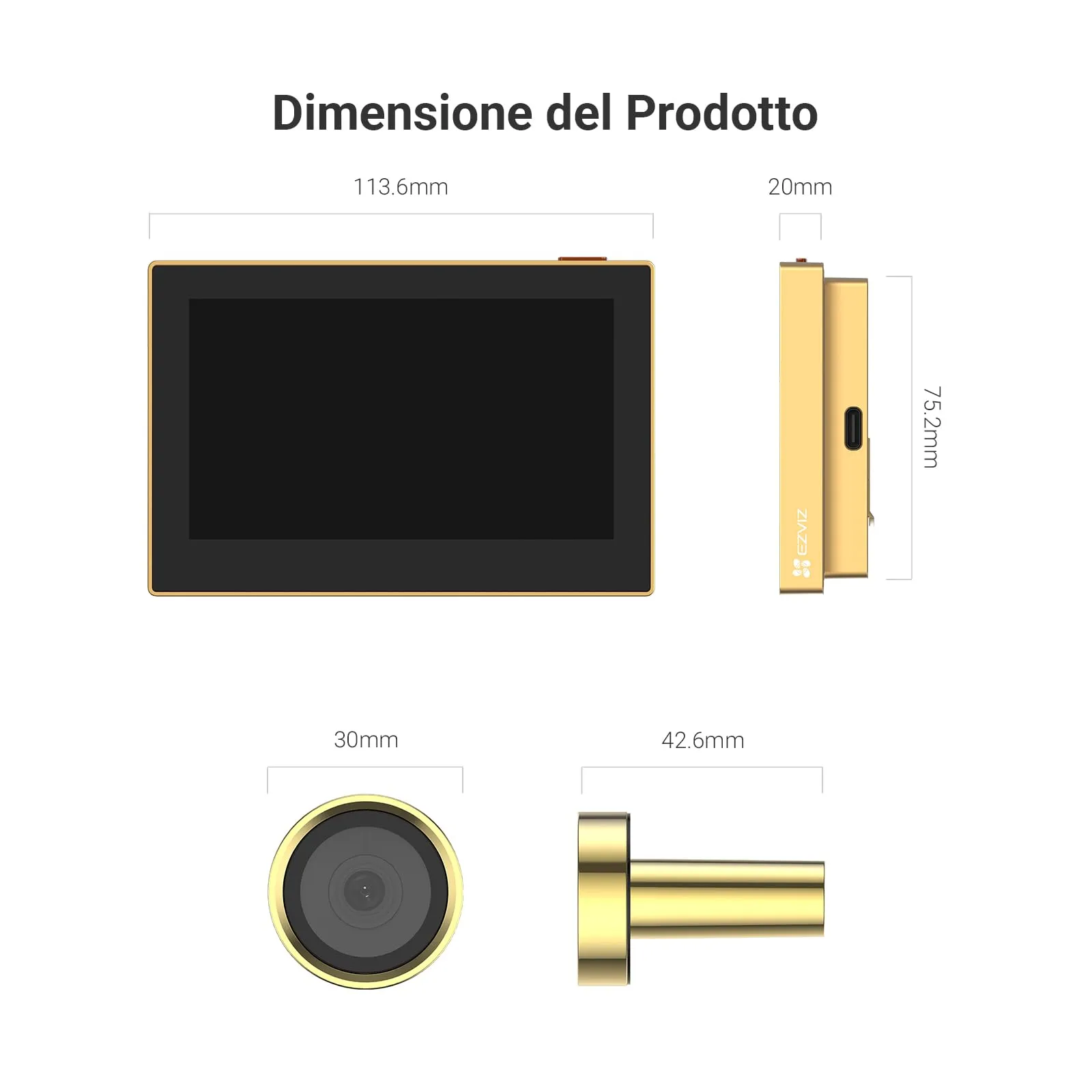 EZVIZ CP2 Spioncino Digitale WiFi 1080P con Schermo 4,3", Oro - immagine 9