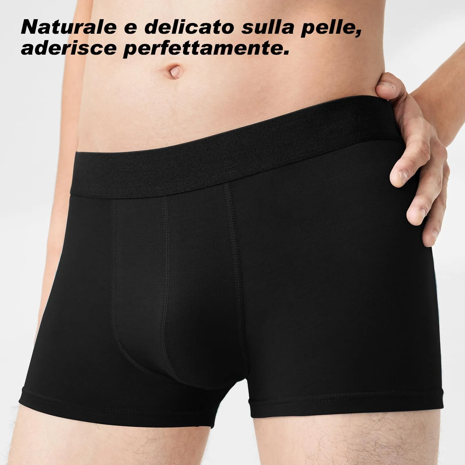 QINCAO Boxer Uomo in Cotone, 6 Pezzi, Nero - immagine 2