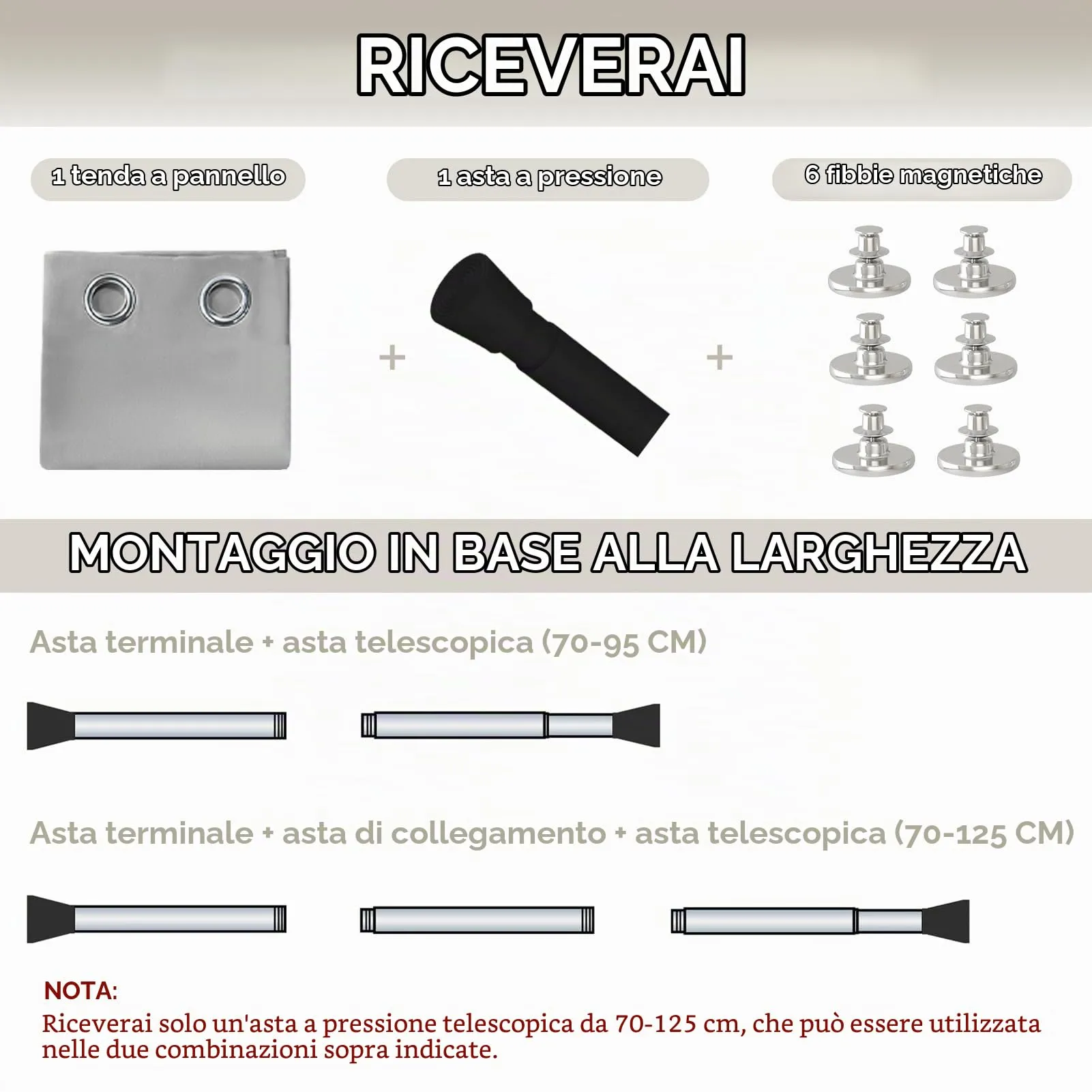 JCyh Tenda Oscurante da Interno con Bastone, 132x195cm, Termica e Isolante, Grigio Argento - immagine 2