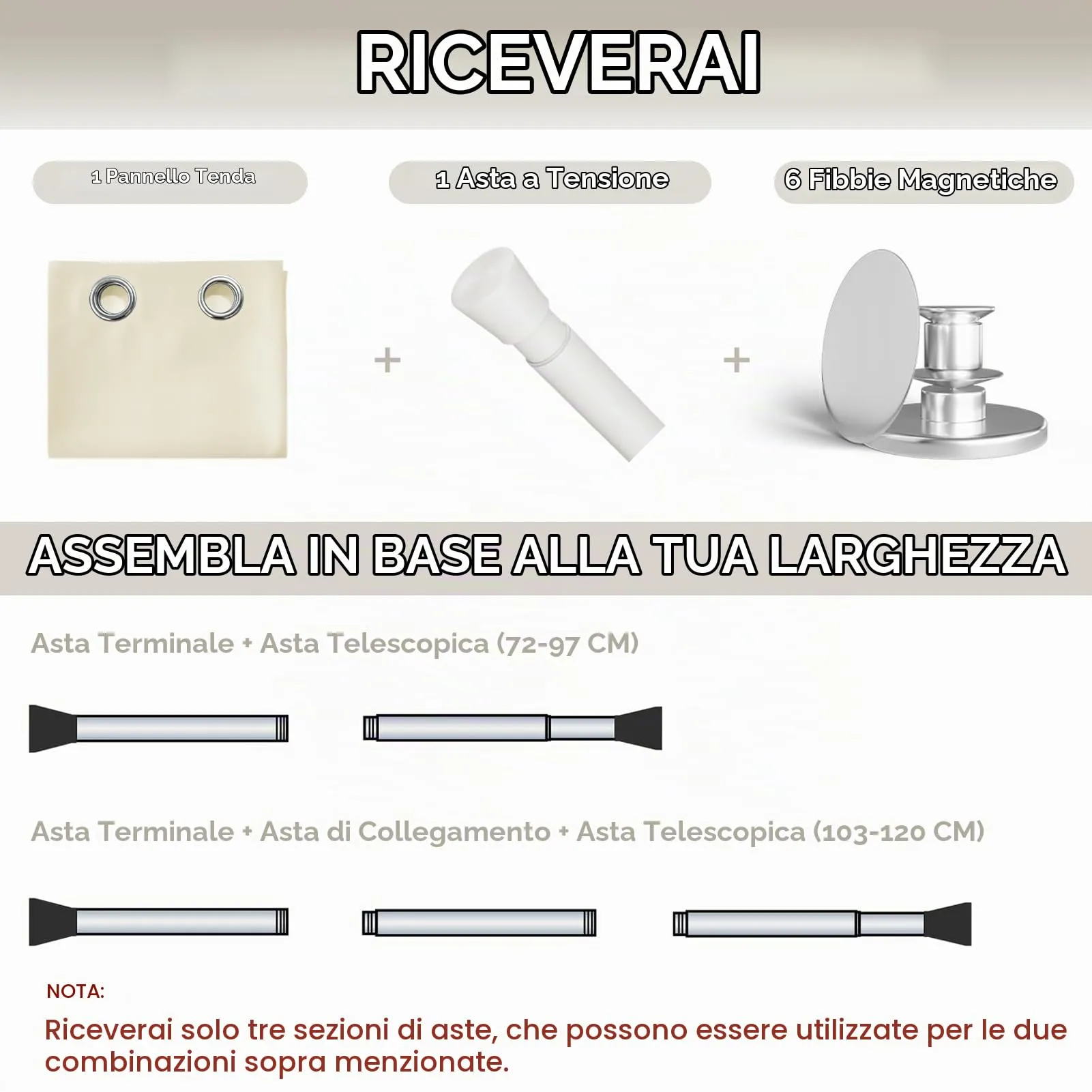 JCyh Tende Oscuranti con Bastone Estensibile 70-125cm, 1 Pannello 132x195cm per Porta e Interni - immagine 2
