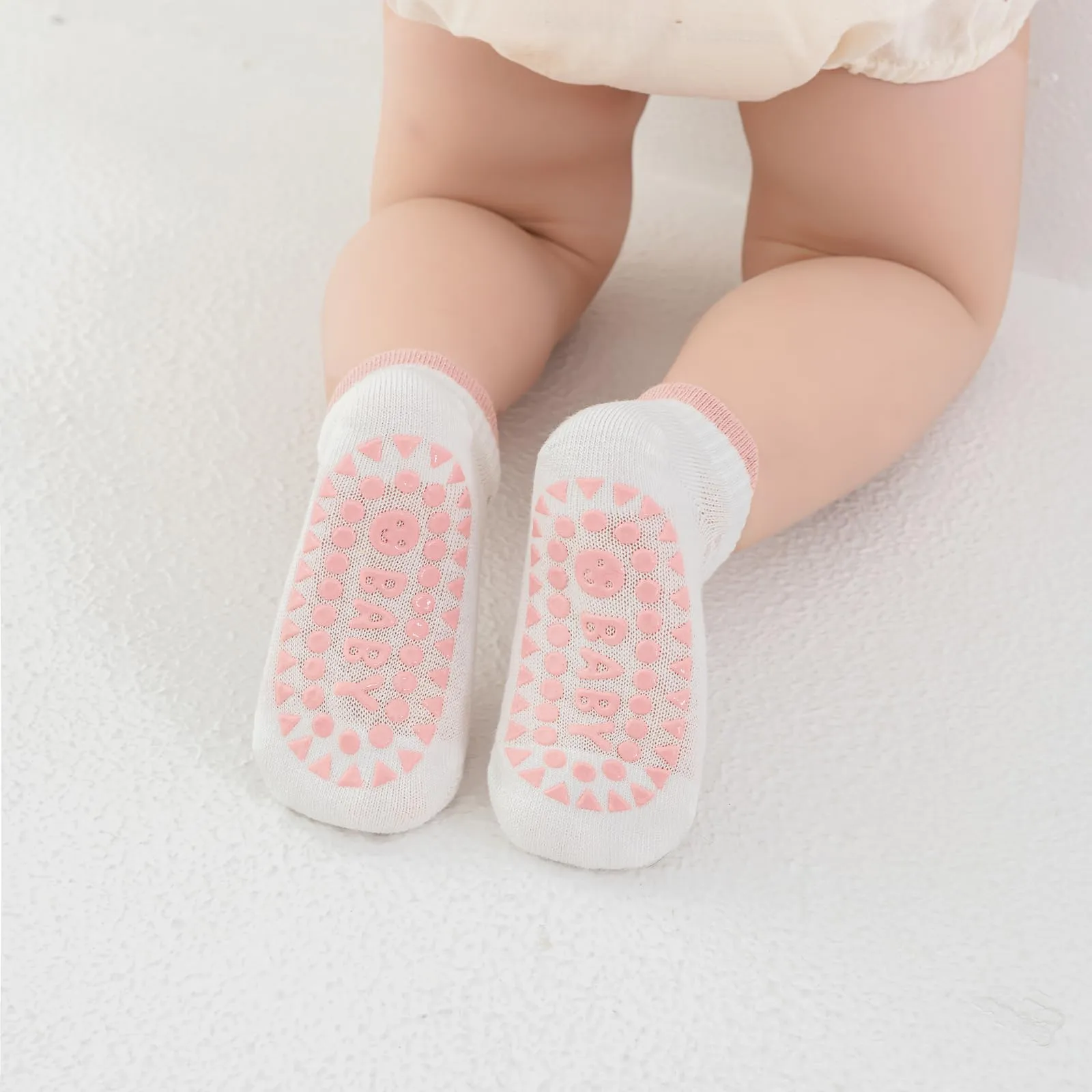 YANWANG Calzini Antiscivolo per Bambini, 8 Paia, Rosa, 0-1Y - immagine 6