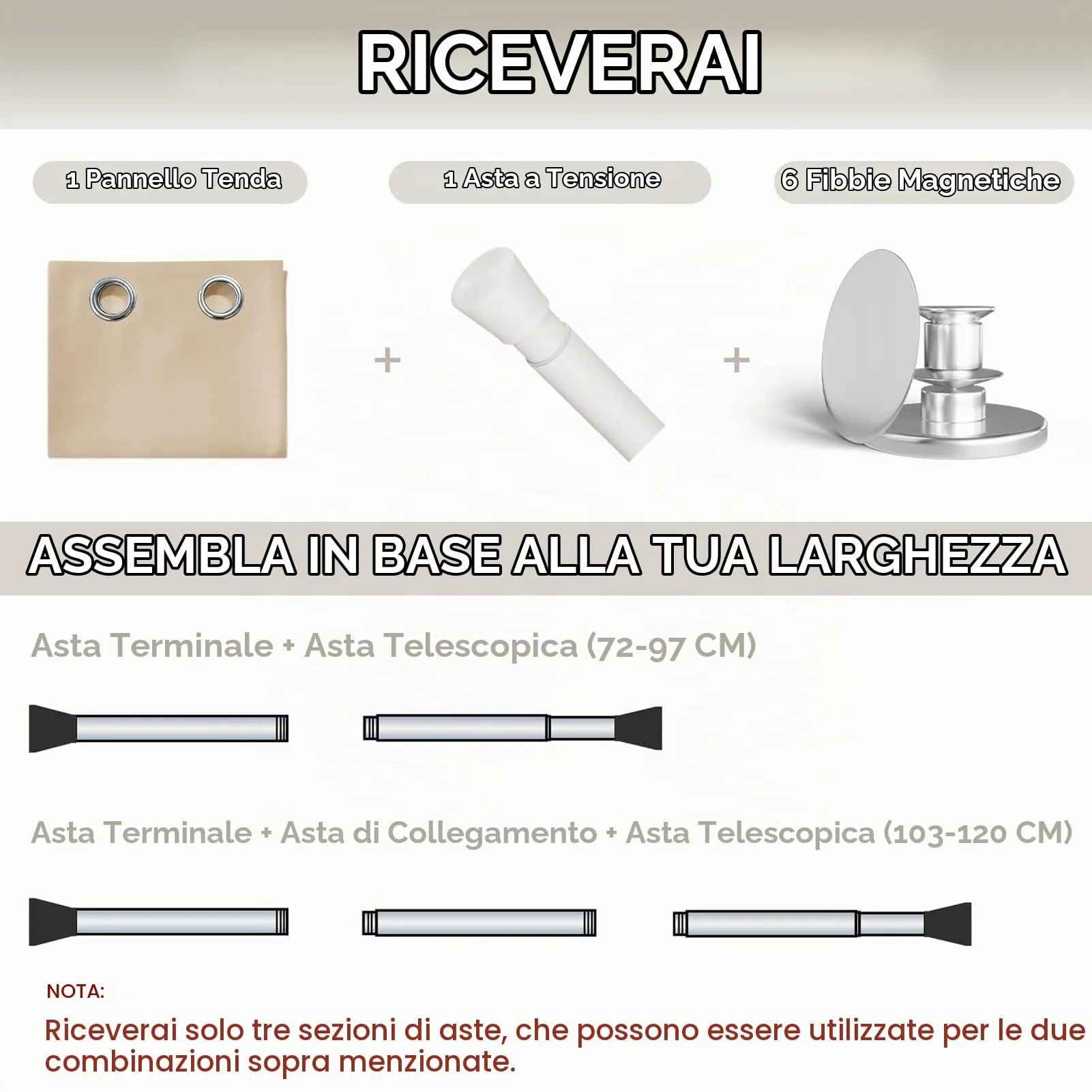 JCyh Tenda Oscurante Termica per Porta con Asta Telescopica, 132x200cm, Beige - immagine 2