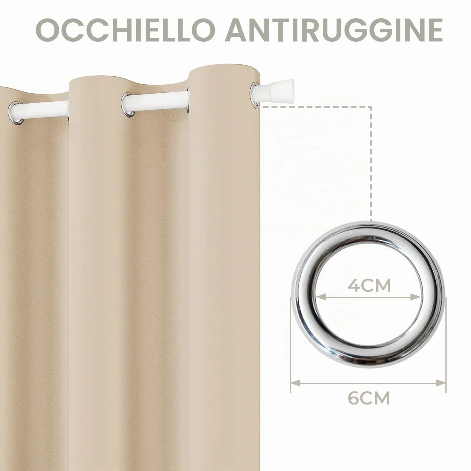 JCyh Tenda Oscurante Termica per Porta con Asta Telescopica, 132x200cm, Beige - immagine 6