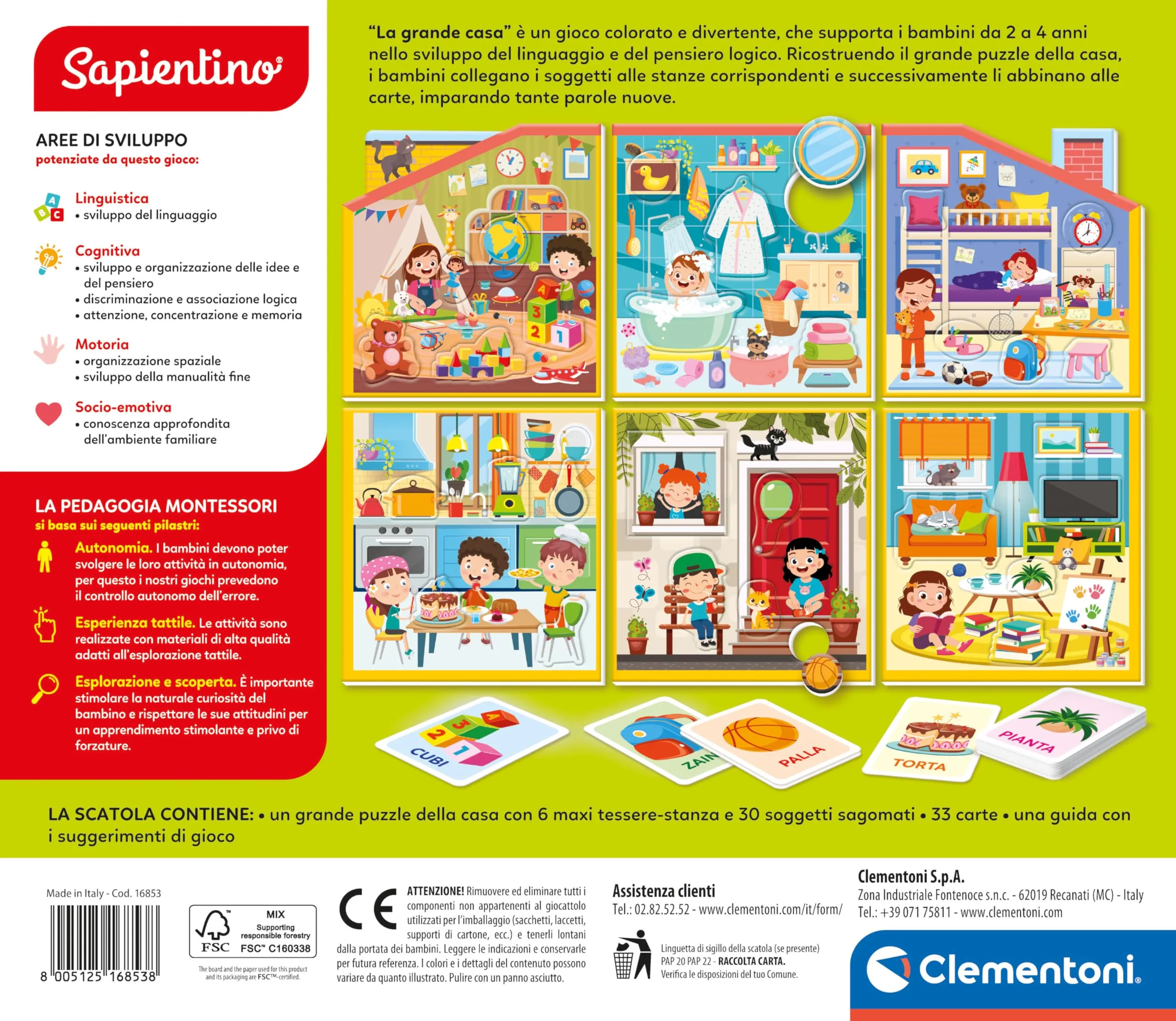 Clementoni Sapientino Montessori La Grande Casa, Gioco Educativo per Bambini 2-4 Anni, 16853 - immagine 3