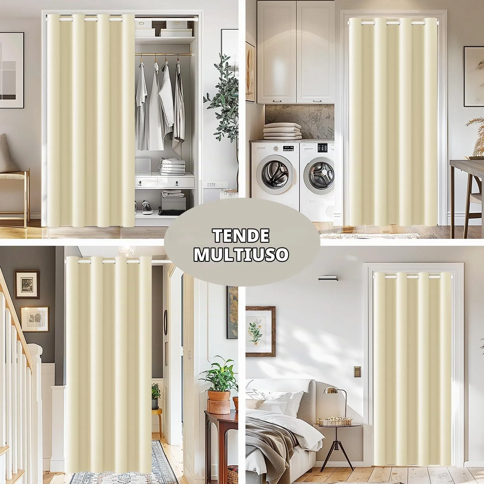 JCyh Tenda Oscurante da Interno con Bastone, 1 Pezzo, Beige Chiaro, 132x200cm, Termica e Isolante - immagine 3