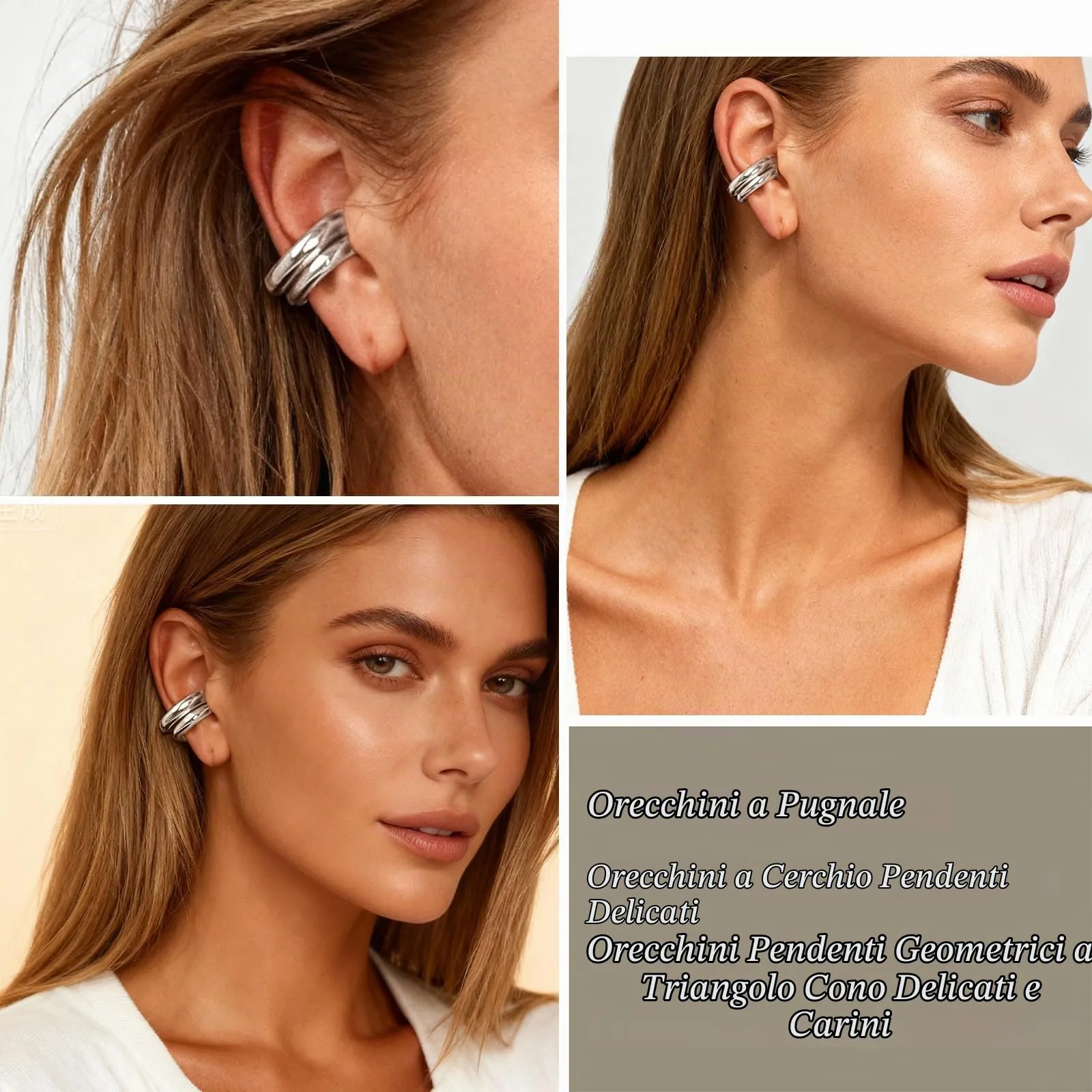 Frodete Orecchini a polsino senza piercing clip-on Huggie per cartilagine ed elice - immagine 2