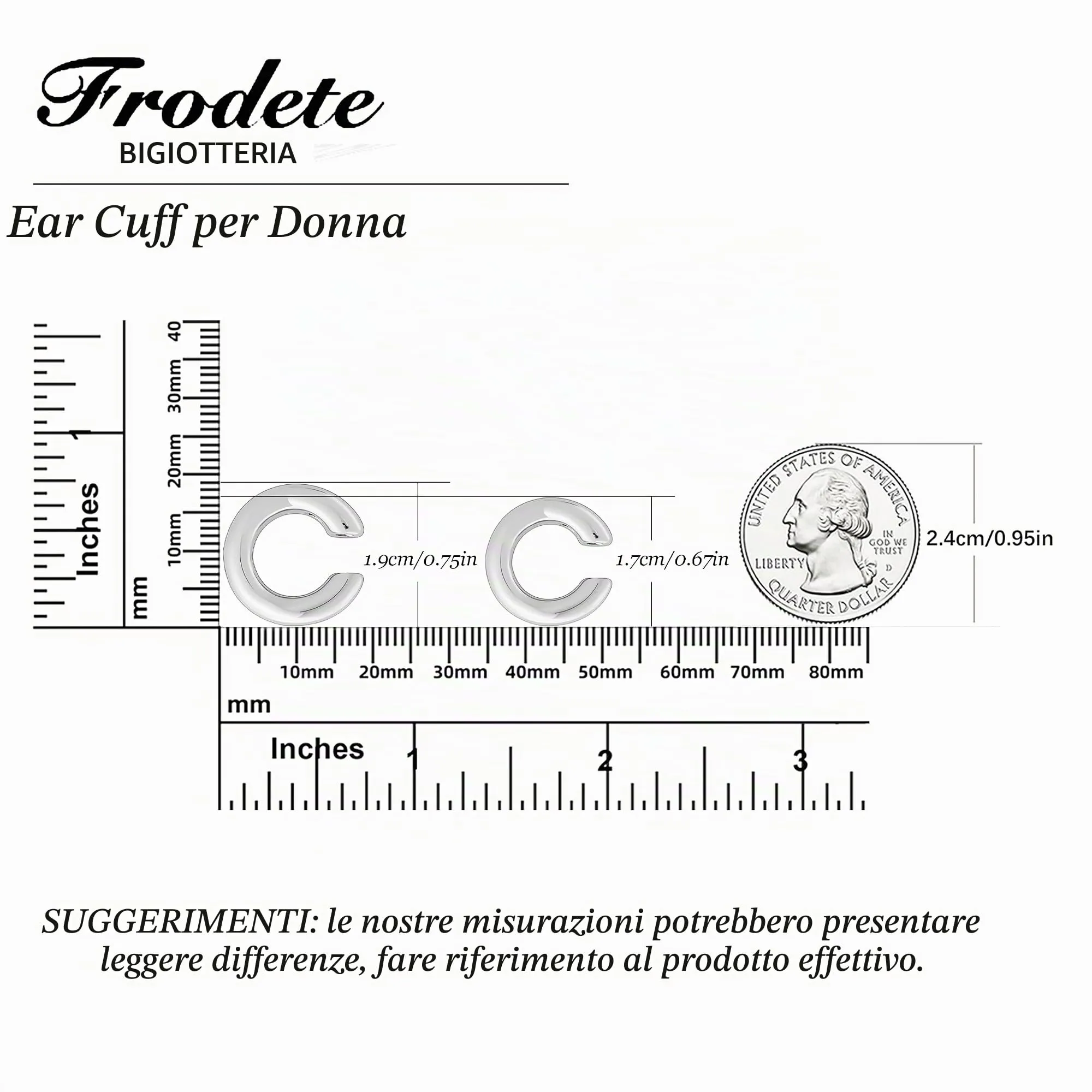 Frodete Orecchini a polsino senza piercing clip-on Huggie per cartilagine ed elice - immagine 6
