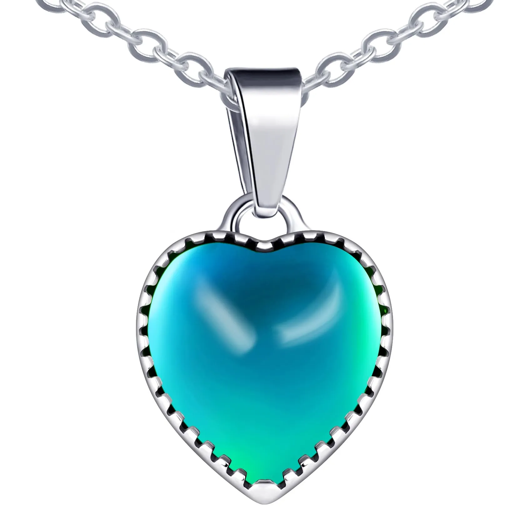 MicVivien Collana Emozioni con Ciondolo Cuore Cambia Colore in Acciaio Inox - immagine 1