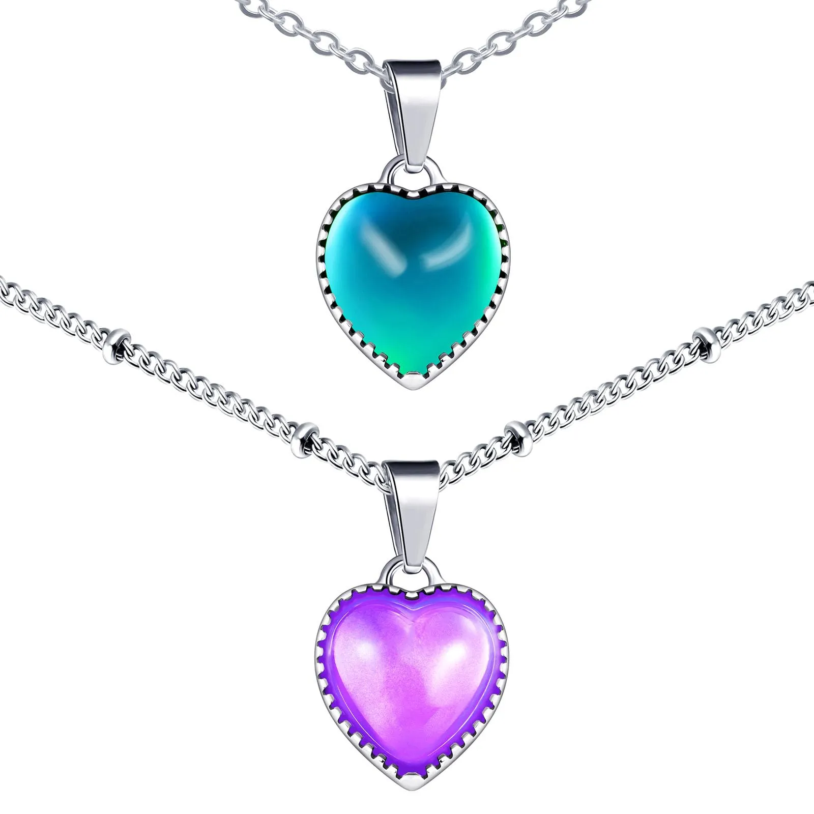 MicVivien Collana Emozioni Ciondolo Cuore Cambia Colore in Acciaio Inox - immagine 1