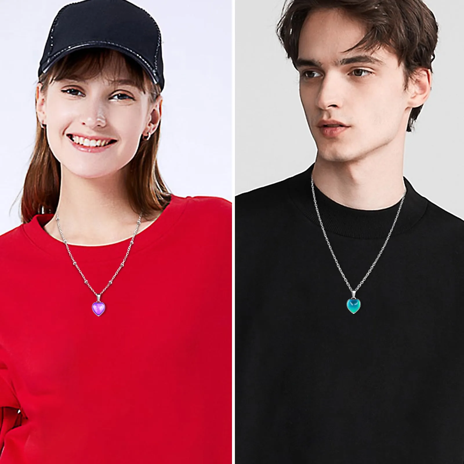 MicVivien Collana Emozioni Ciondolo Cuore Cambia Colore in Acciaio Inox - immagine 4