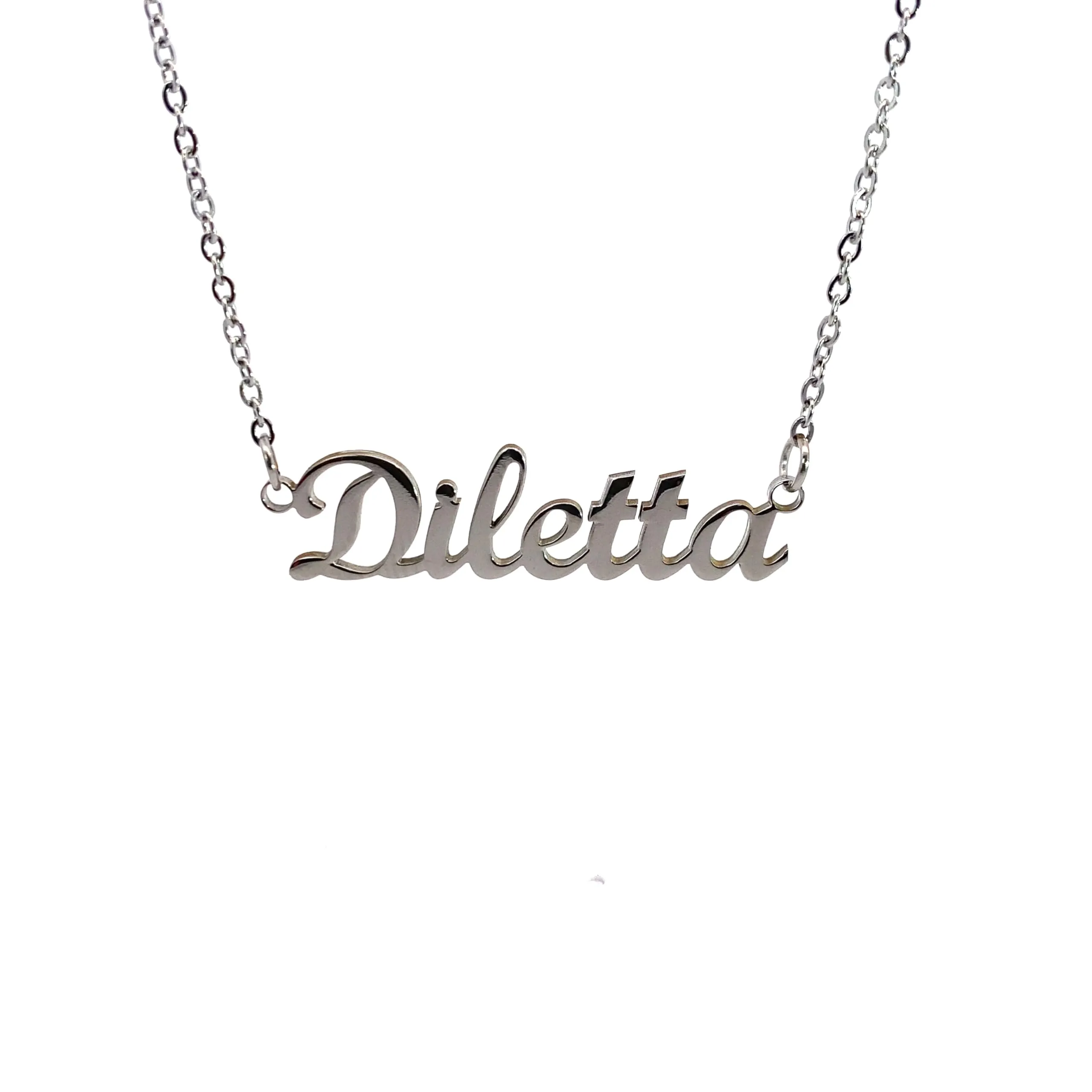10:10 Collana Donna Nome Personalizzato in Acciaio Inox Anallergico, Finitura Lucida, Catena Sottile Regolabile (Diletta) - immagine 1