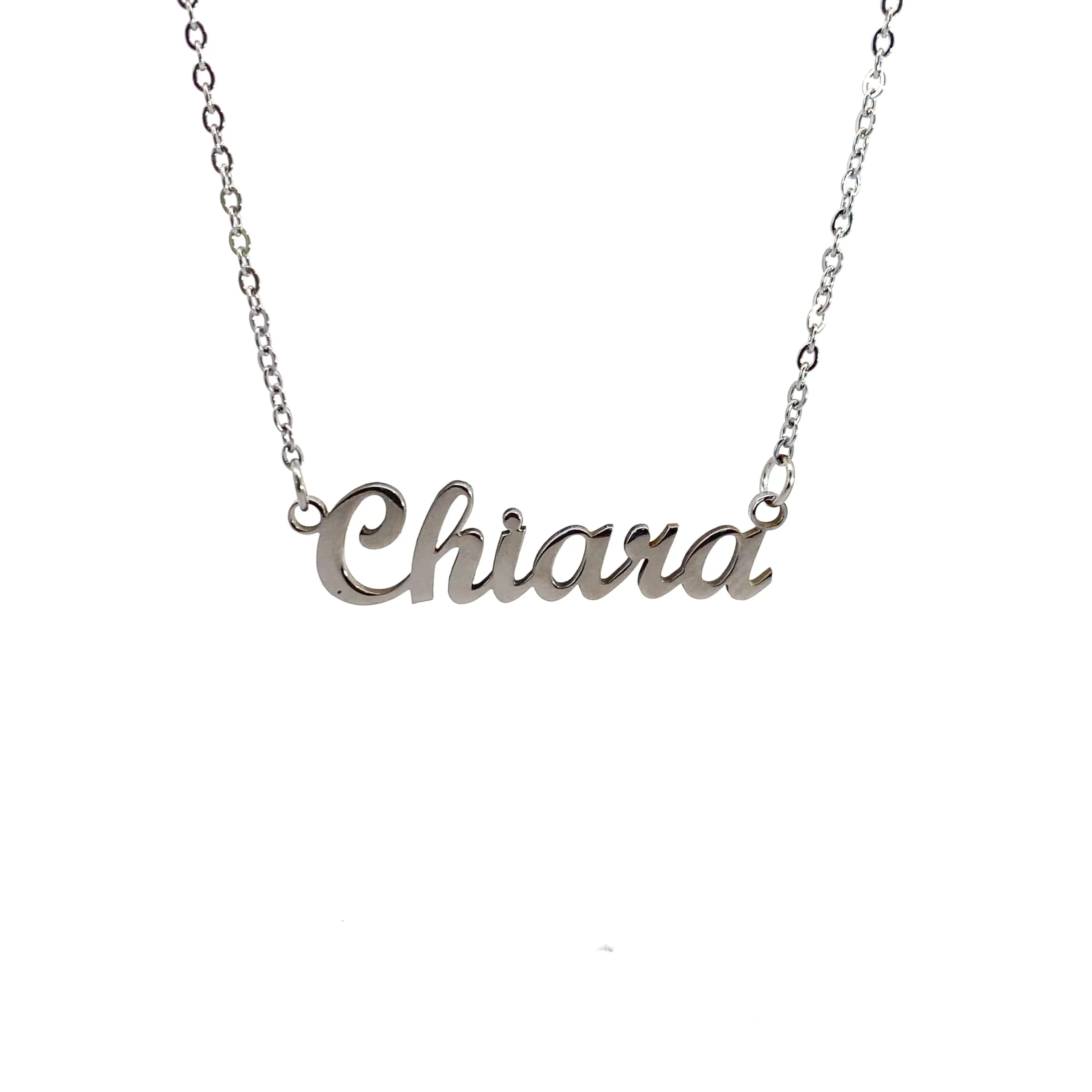 10:10 Collana Donna Nome Personalizzato in Acciaio Inox Anallergico, Finitura Lucida, Catena Regolabile (Chiara) - immagine 1