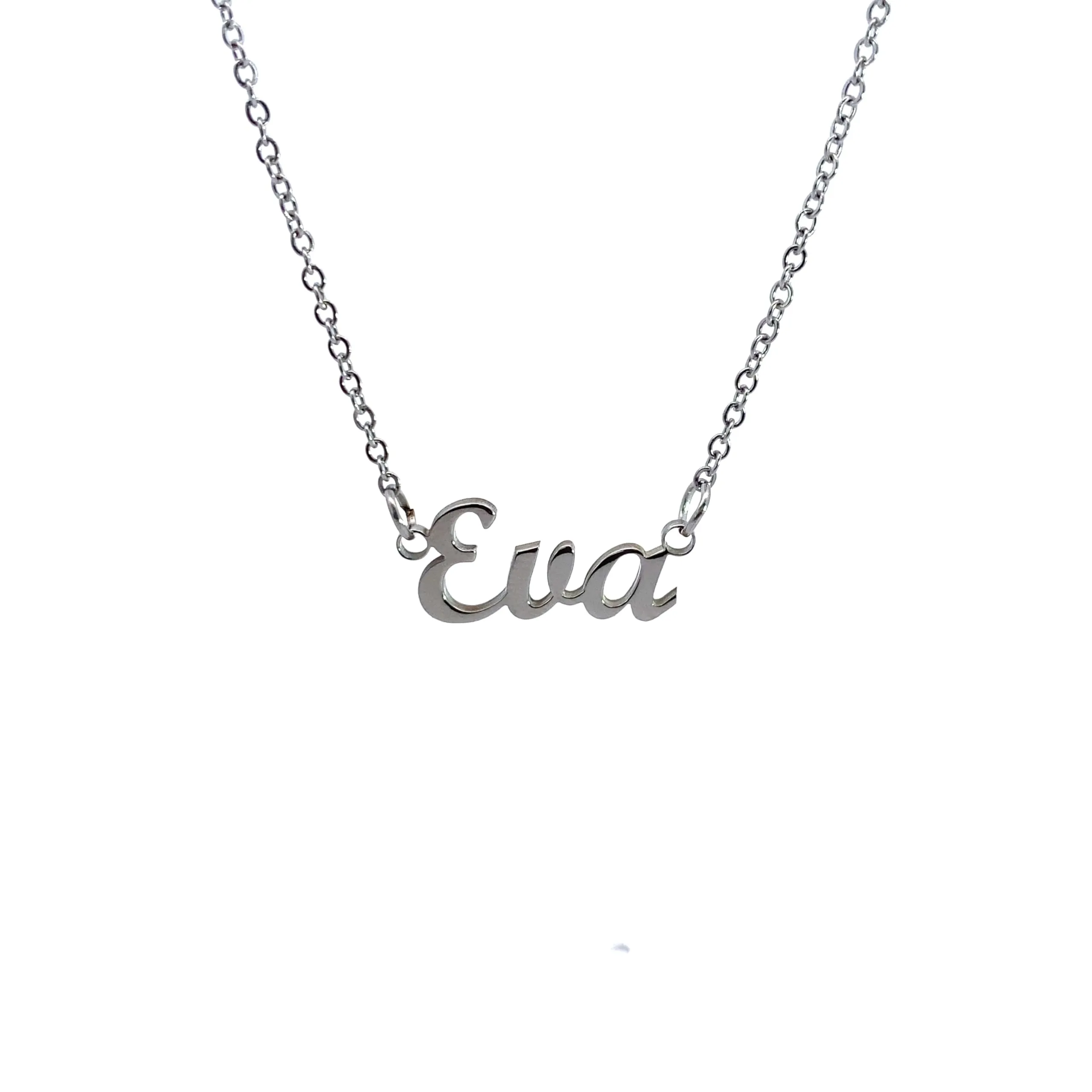 10:10 Collana Donna Nome Personalizzato in Acciaio Inox Anallergico, Finitura Lucida, Catena Sottile Regolabile, Made in Italy (Eva) - immagine 1