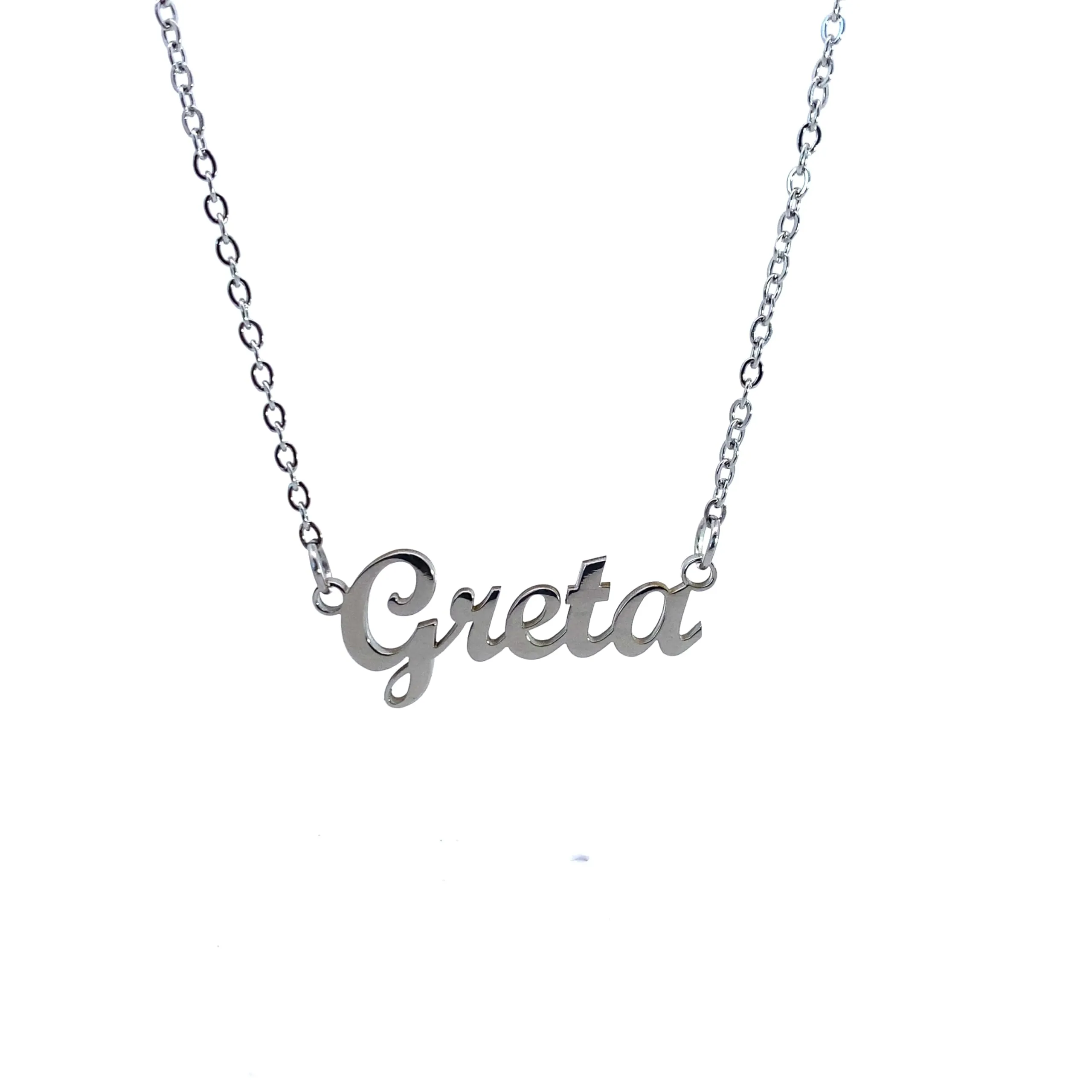 10:10 Collana Donna Nome Personalizzato in Acciaio Inox Anallergico, Finitura Lucida, Catena Sottile Regolabile (Greta) - immagine 1