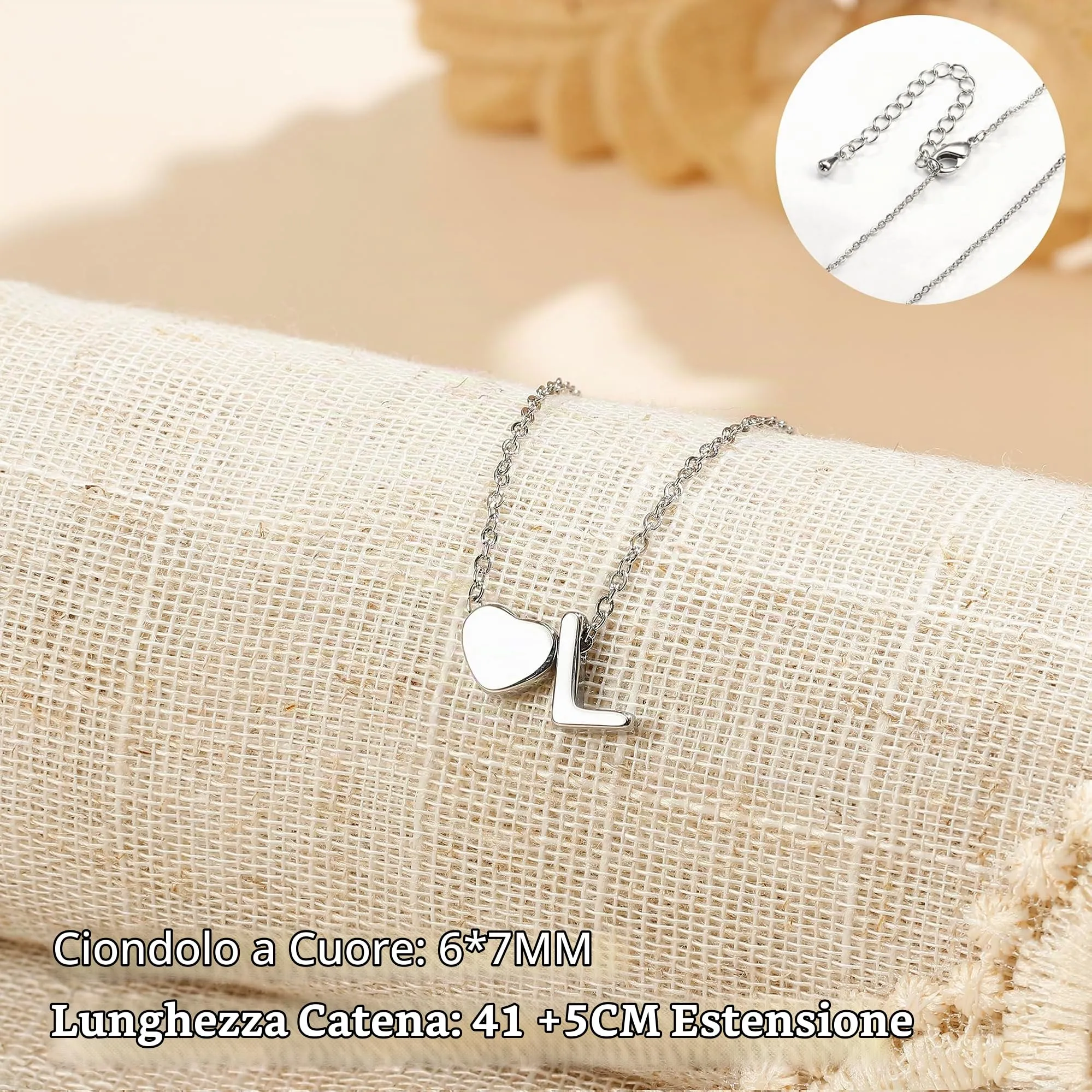 LOLIAS Collana Personalizzata Donna con Ciondolo Nome in Acciaio Inossidabile, Argento - immagine 3