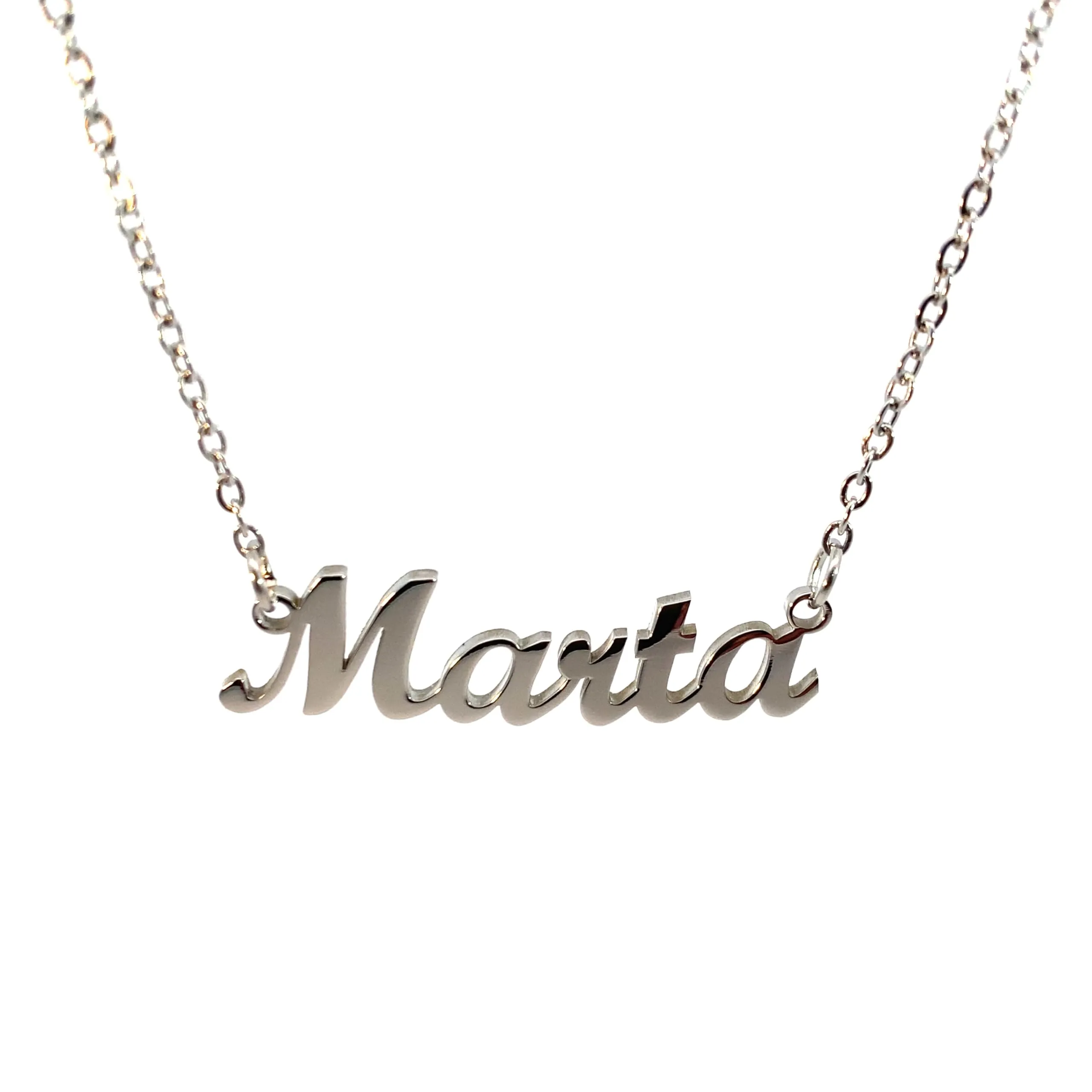 10:10 Collana Donna Nome Personalizzato in Acciaio Inox Anallergico, Finitura Lucida, Catena Regolabile (Marta) - immagine 1