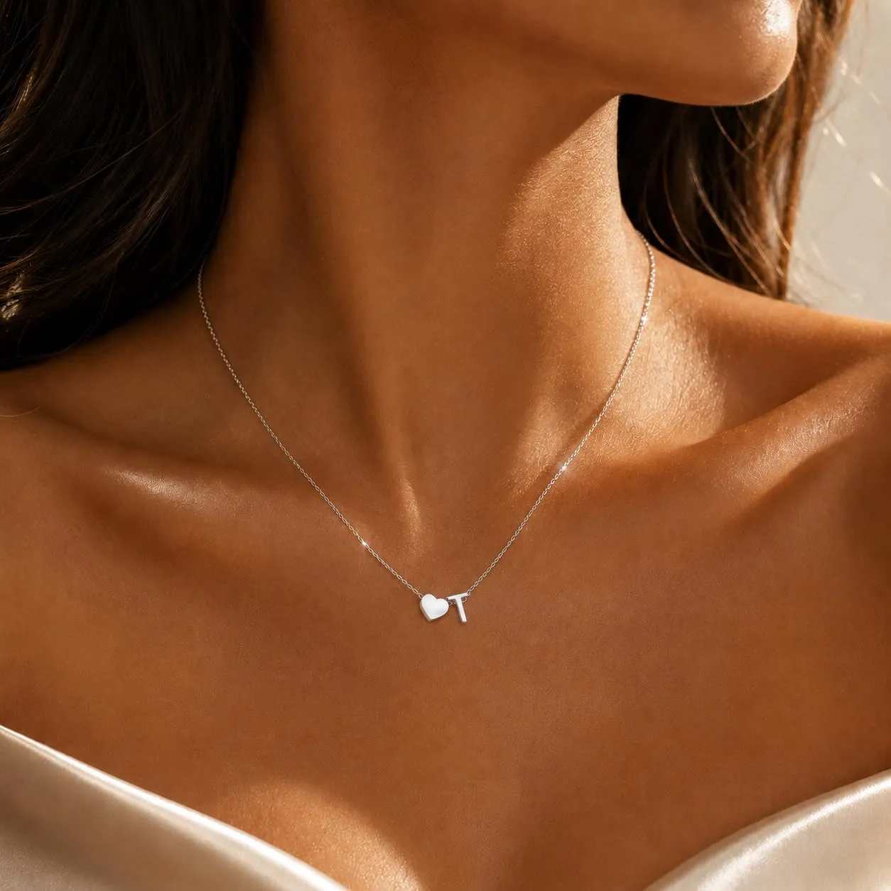 LOLIAS Collana Personalizzata Donna con Ciondolo a Cuore in Acciaio Inossidabile, Argento - immagine 2