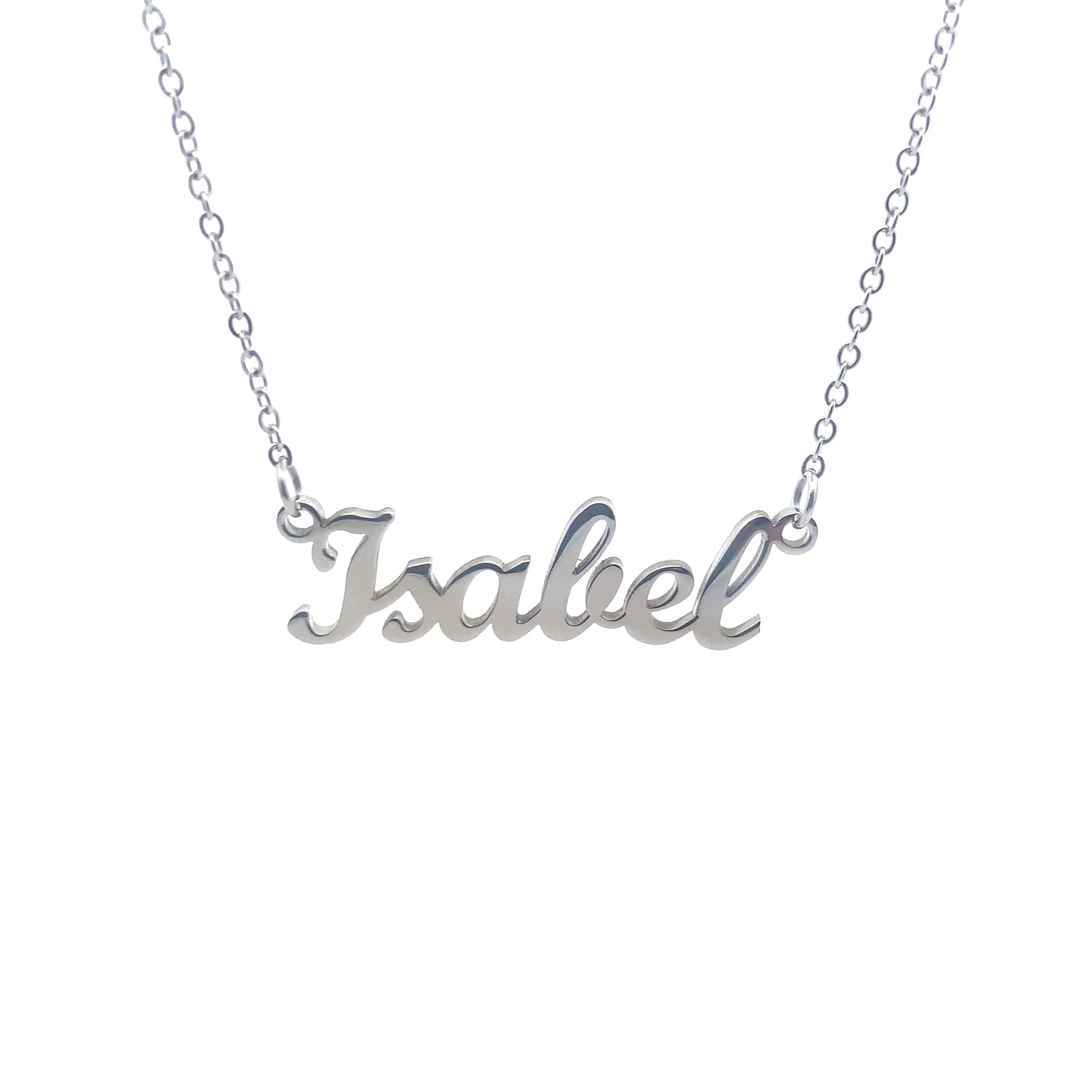 10:10 Collana Donna Nome Personalizzato Isabel in Acciaio Inox Anallergico, Finitura Lucida, Catena Regolabile - immagine 1