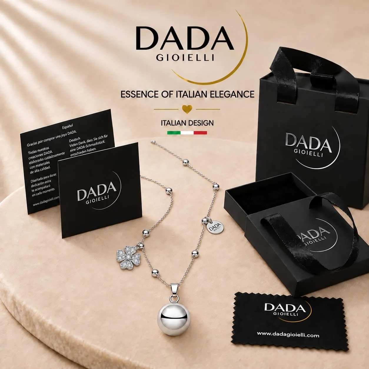 Dada Gioielli Collana Chiama Angeli Gravidanza Quadrifoglio, 110 cm Acciaio Anallergico - immagine 6