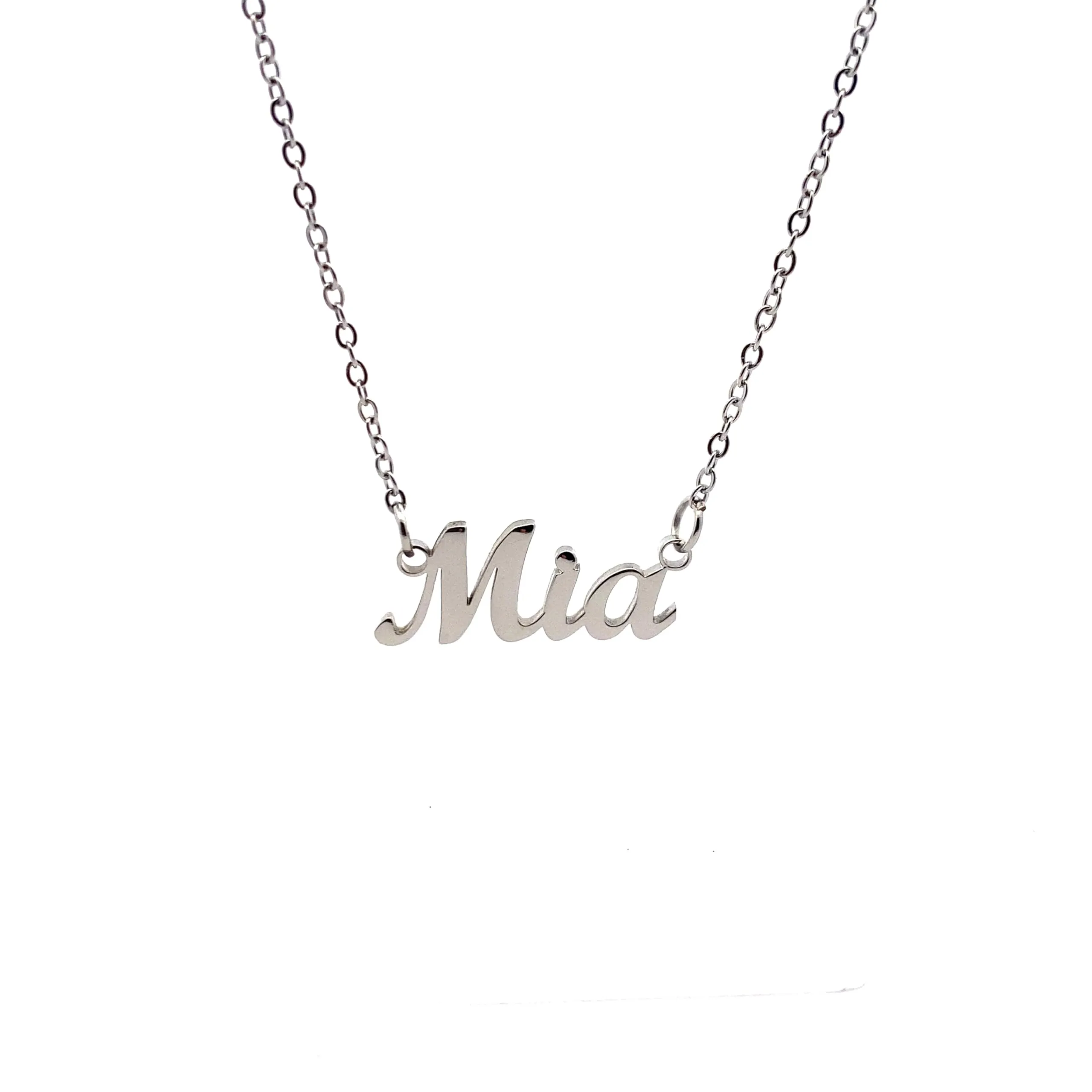 10:10 Collana Donna Nome Personalizzato in Acciaio Inox Anallergico, Finitura Lucida, Catena Sottile Regolabile (Mia) - immagine 1