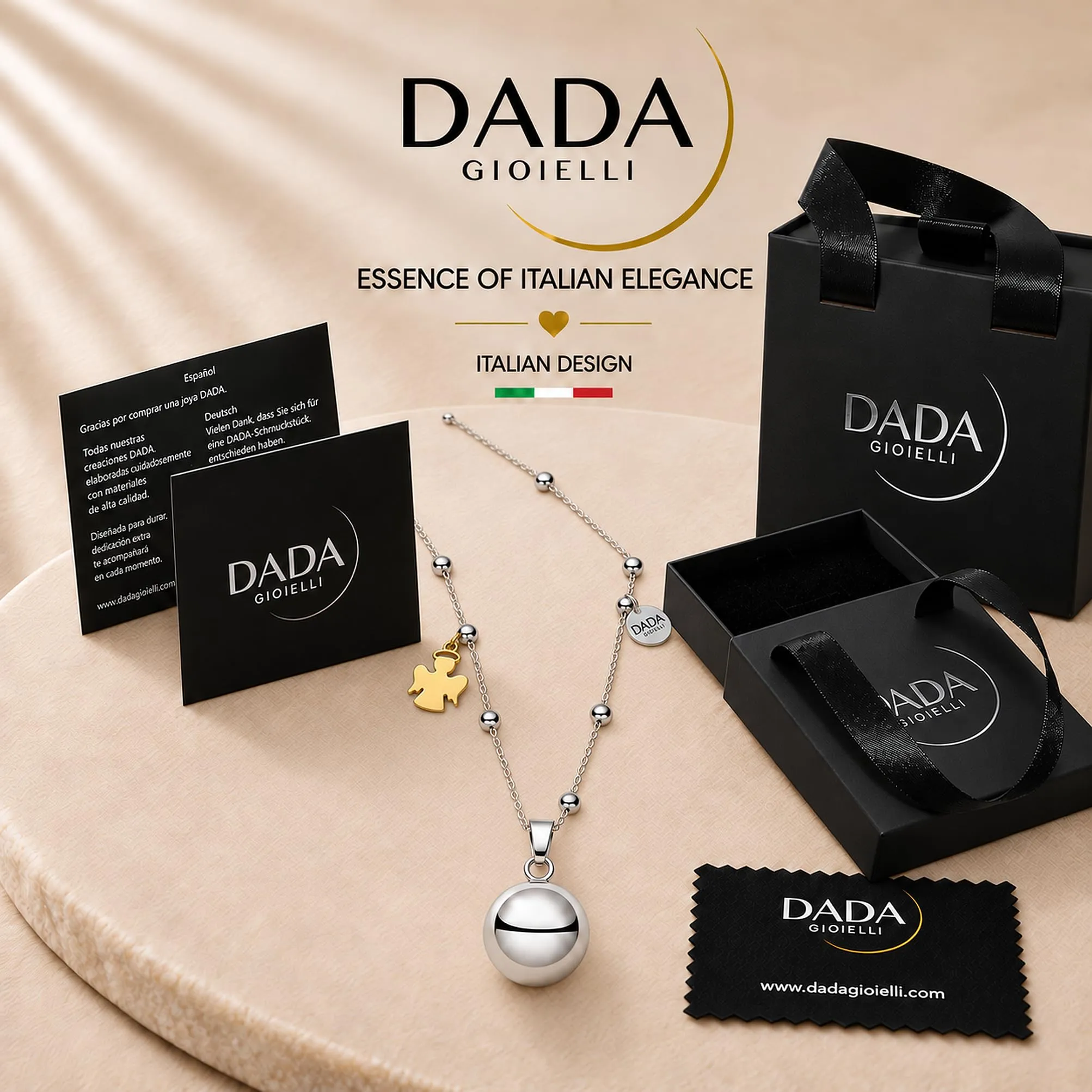 Dada Gioielli Collana Chiama Angeli Gravidanza Acciaio Anallergico 110 cm - Angelo Oro - immagine 6