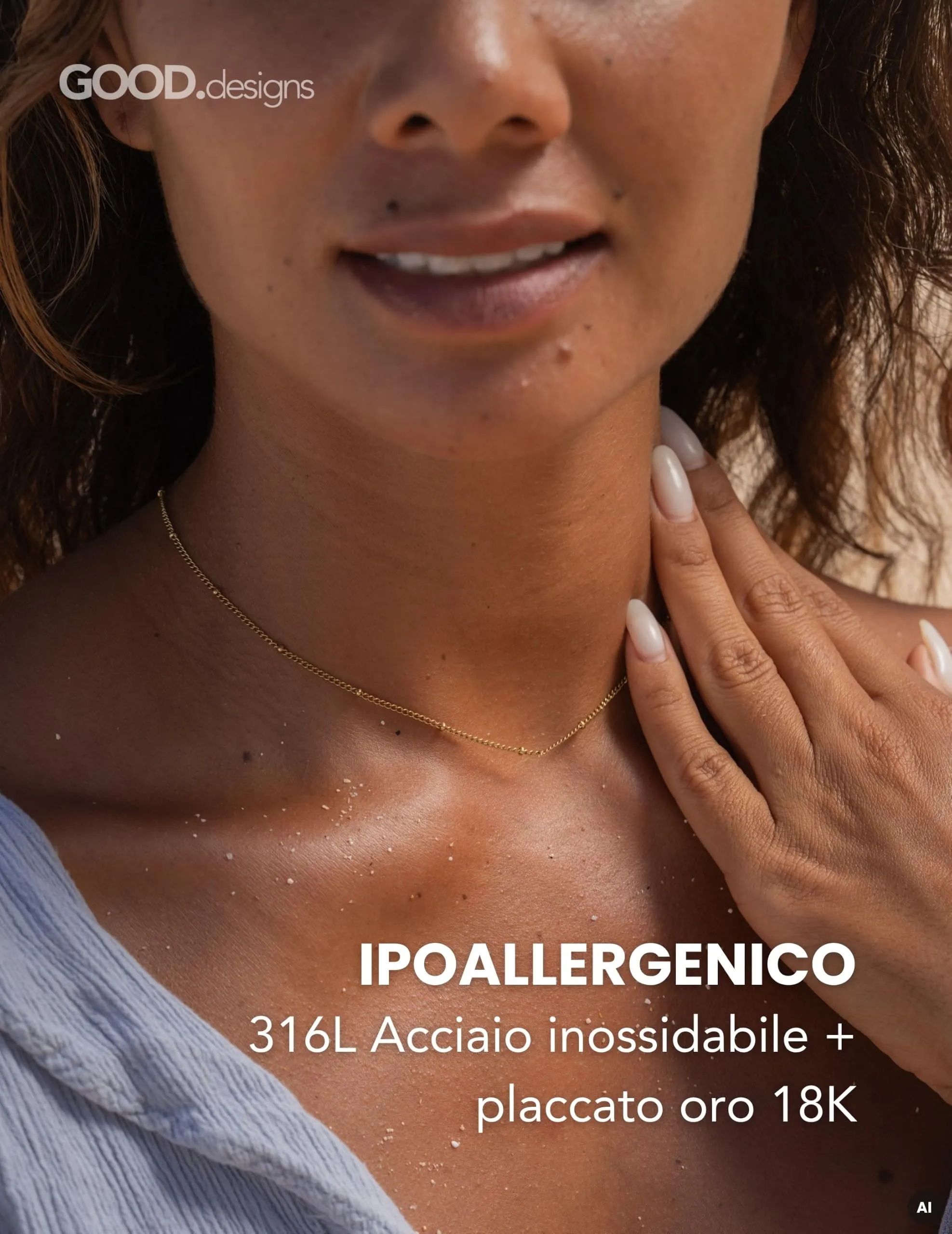 GD GOOD.designs Collana Donna a Sfere in Acciaio Inossidabile Placcata Oro 18K, Regolabile 40-45 cm - immagine 2