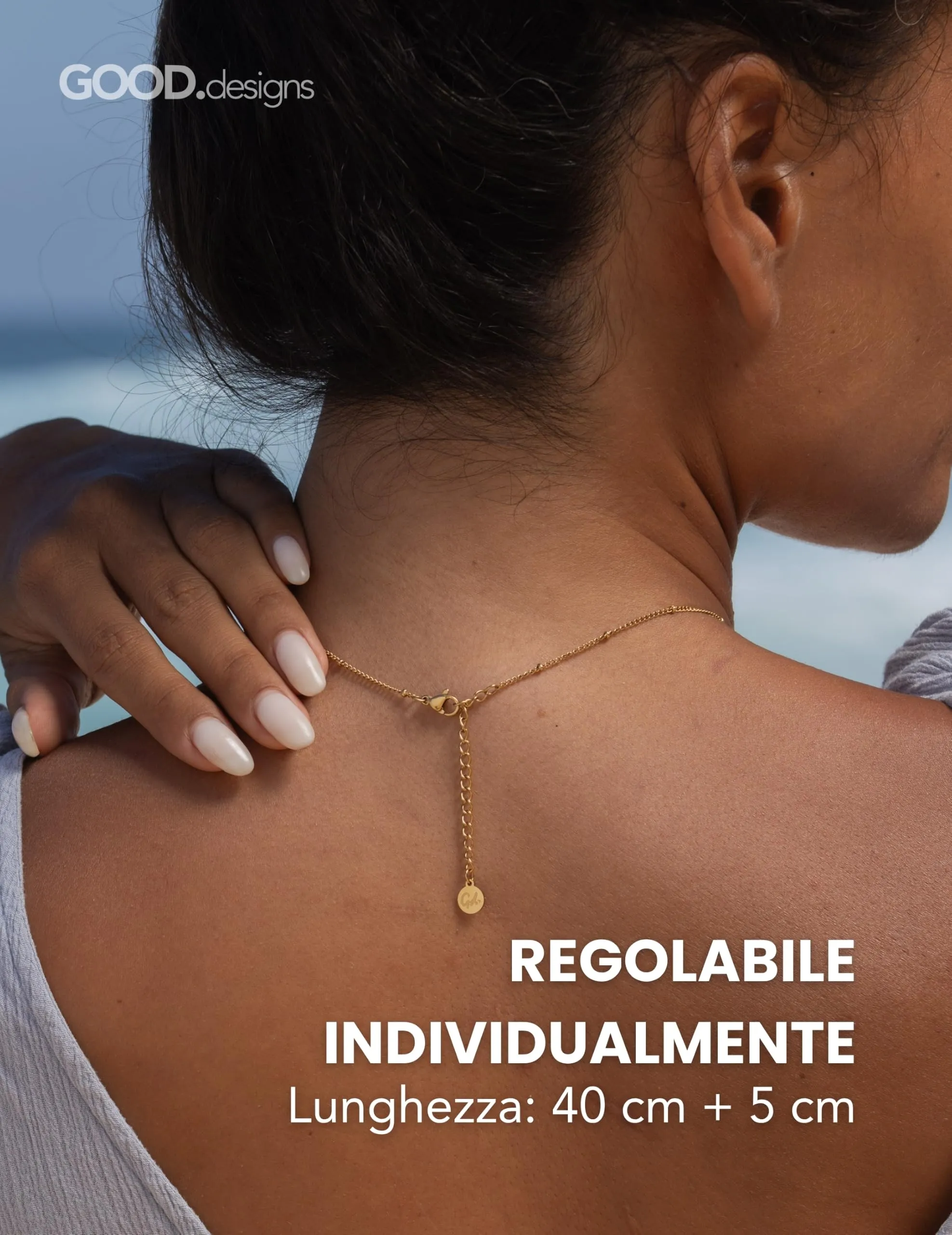 GD GOOD.designs Collana Donna a Sfere in Acciaio Inossidabile Placcata Oro 18K, Regolabile 40-45 cm - immagine 4