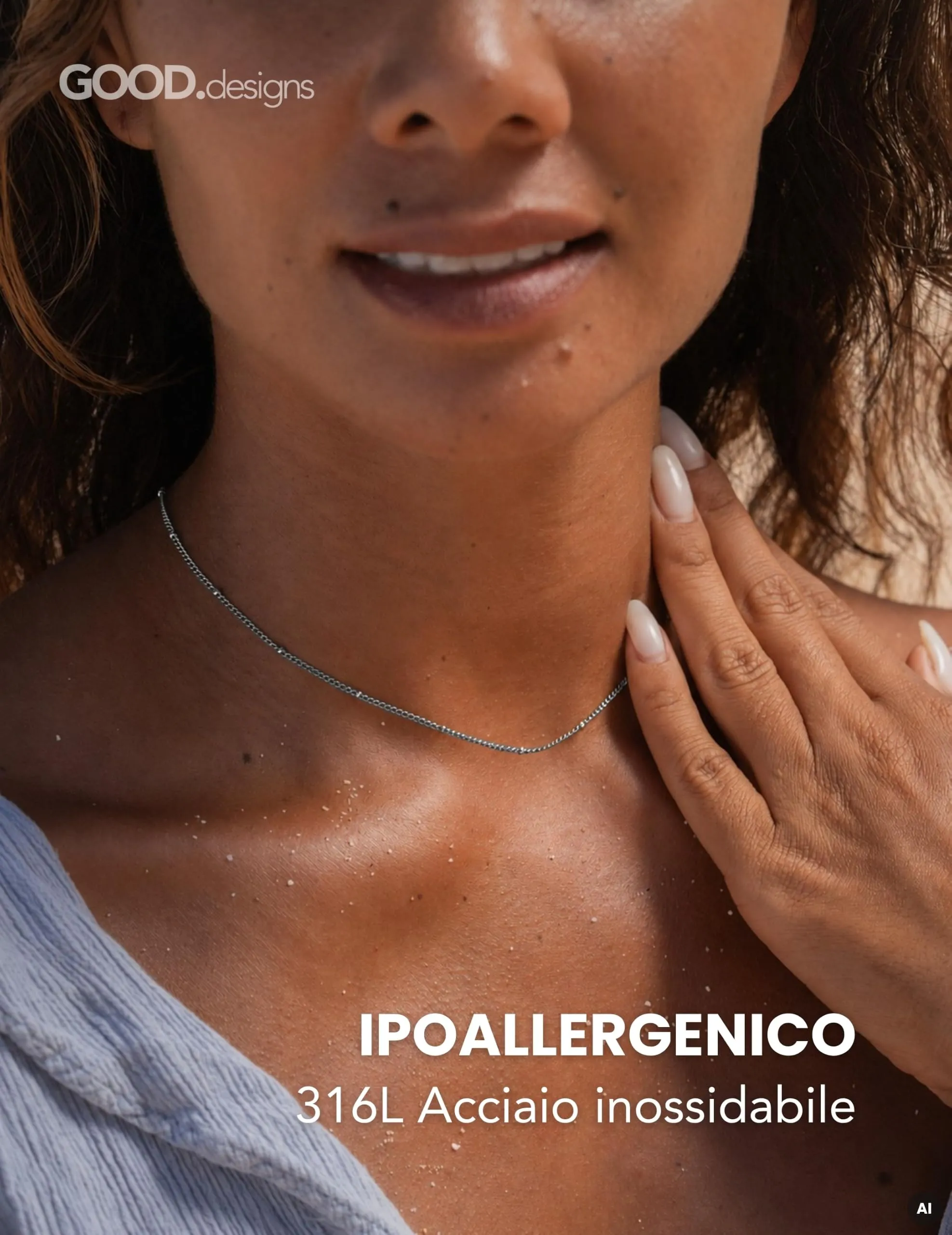 GD GOOD.designs Collana Donna a Sfere in Acciaio Inossidabile, Argento, 40-45 cm - immagine 2