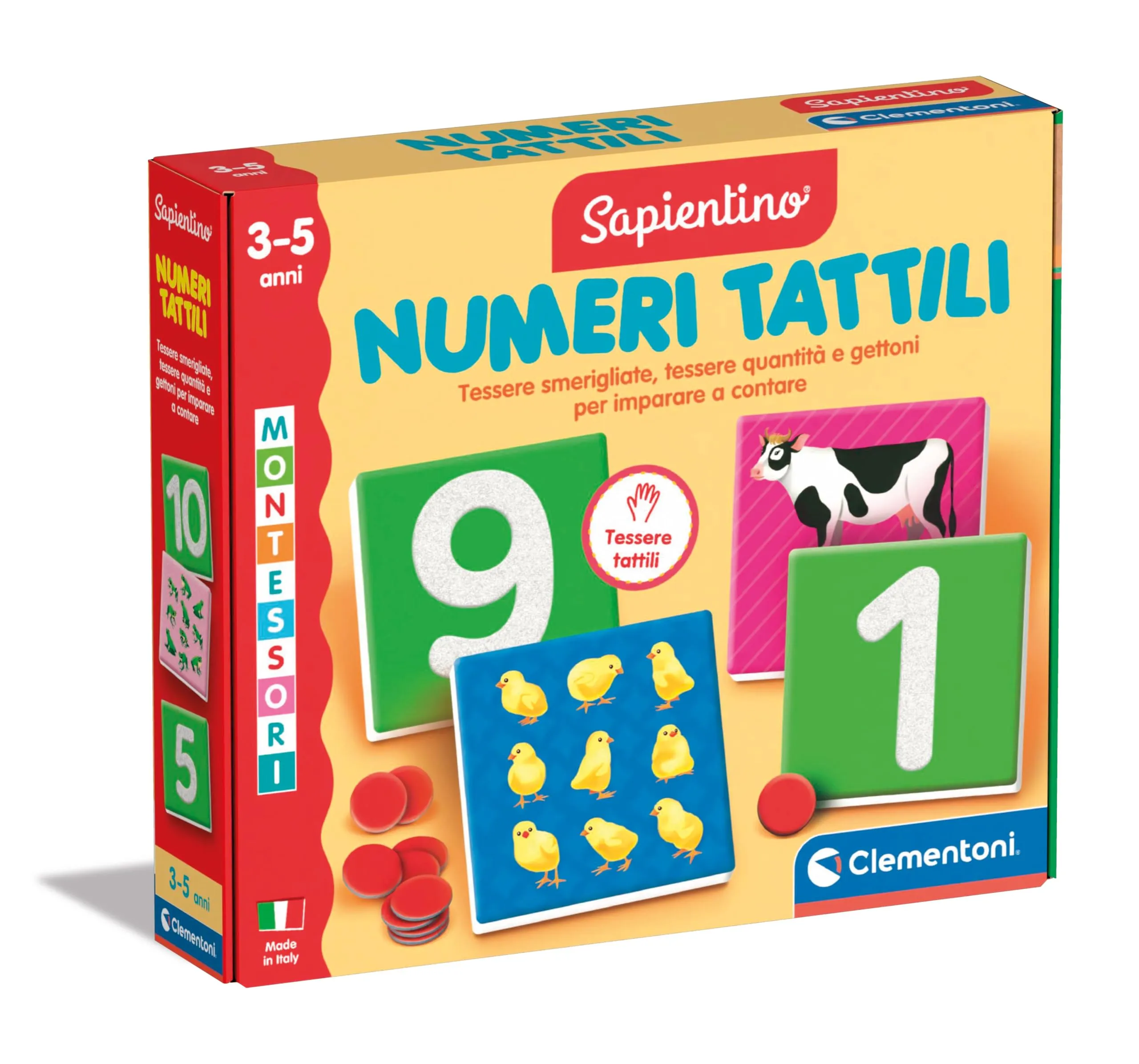Clementoni Sapientino Montessori - Numeri Tattili, Gioco Educativo per Bambini 3-5 Anni, 16854 - immagine 1