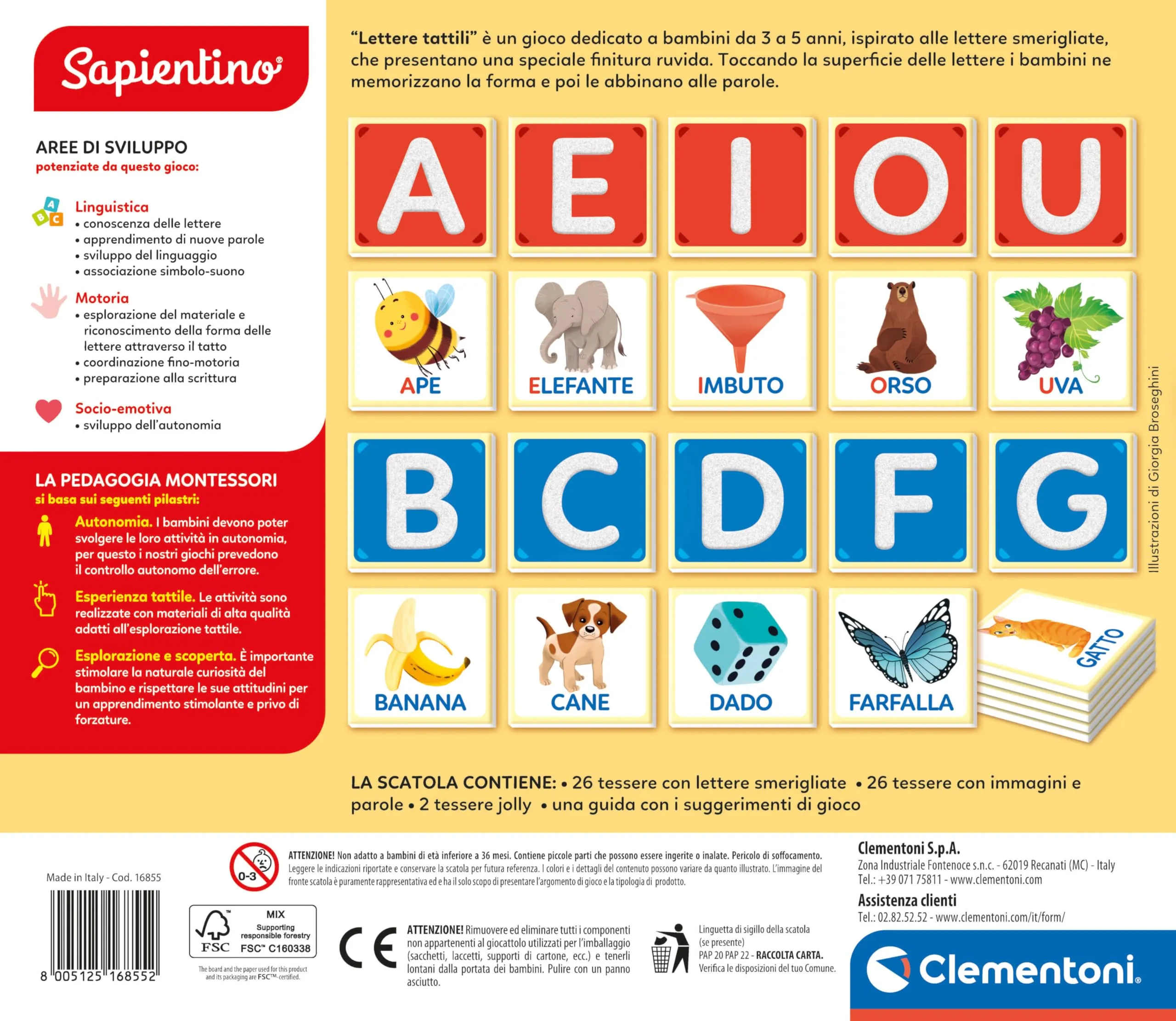 Clementoni Sapientino Montessori Lettere Tattili Gioco Educativo per Bambini 3-5 Anni 16855 - immagine 3
