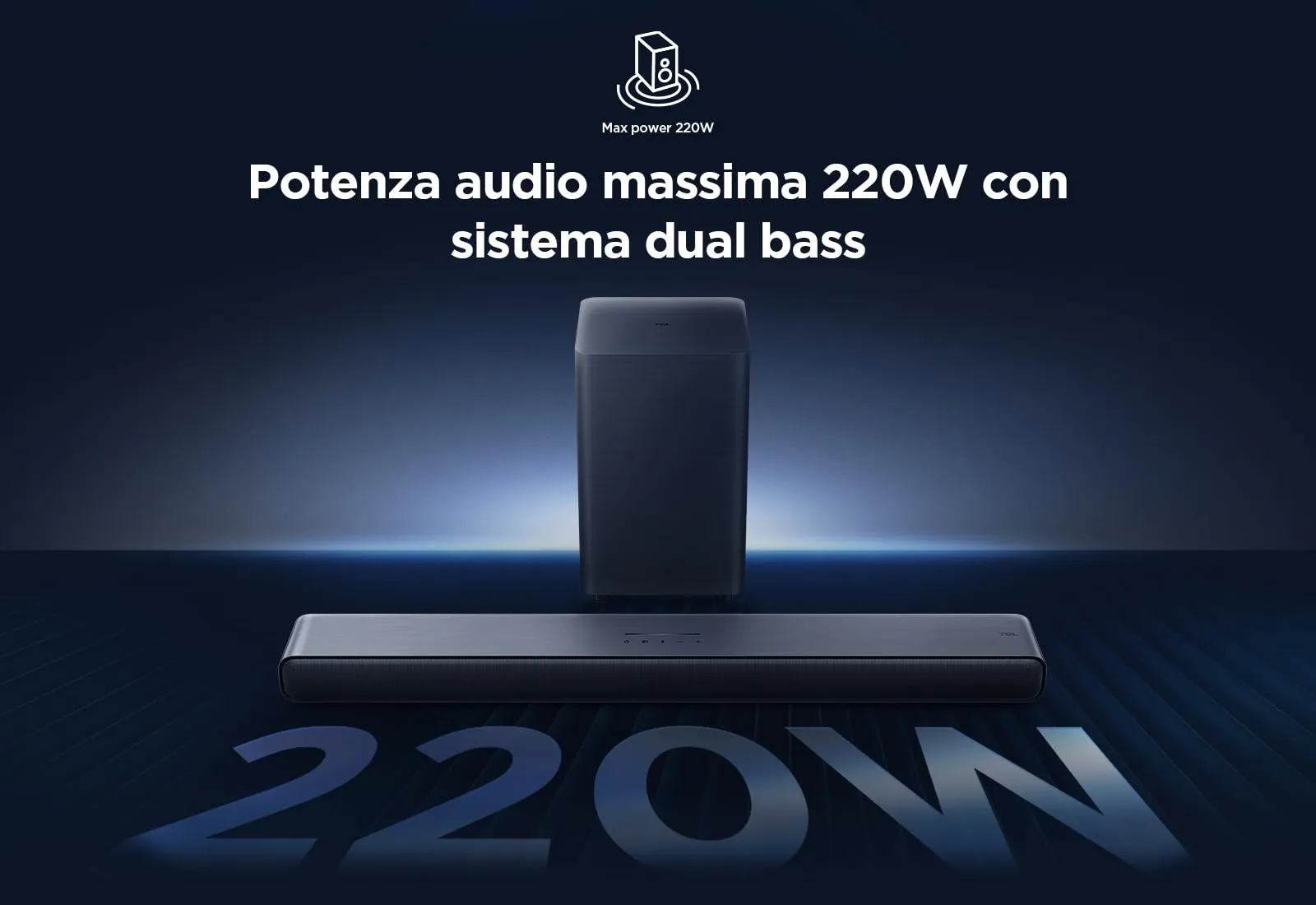 TCL S55HE Soundbar 2.1, 220W, Dolby Atmos, DTS Virtual:X, Wireless Subwoofer, Bluetooth 5.3, HDMI eARC - immagine 9