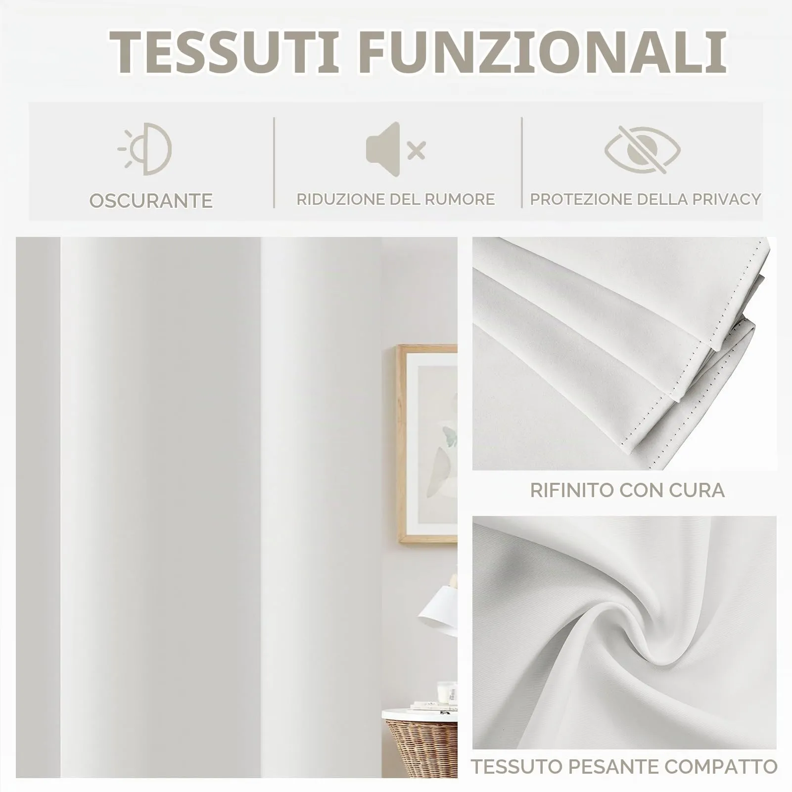 JCyh Tenda Oscurante per Porta con Asta Telescopica, Termica e Isolante, 132x195cm, Bianco - immagine 6
