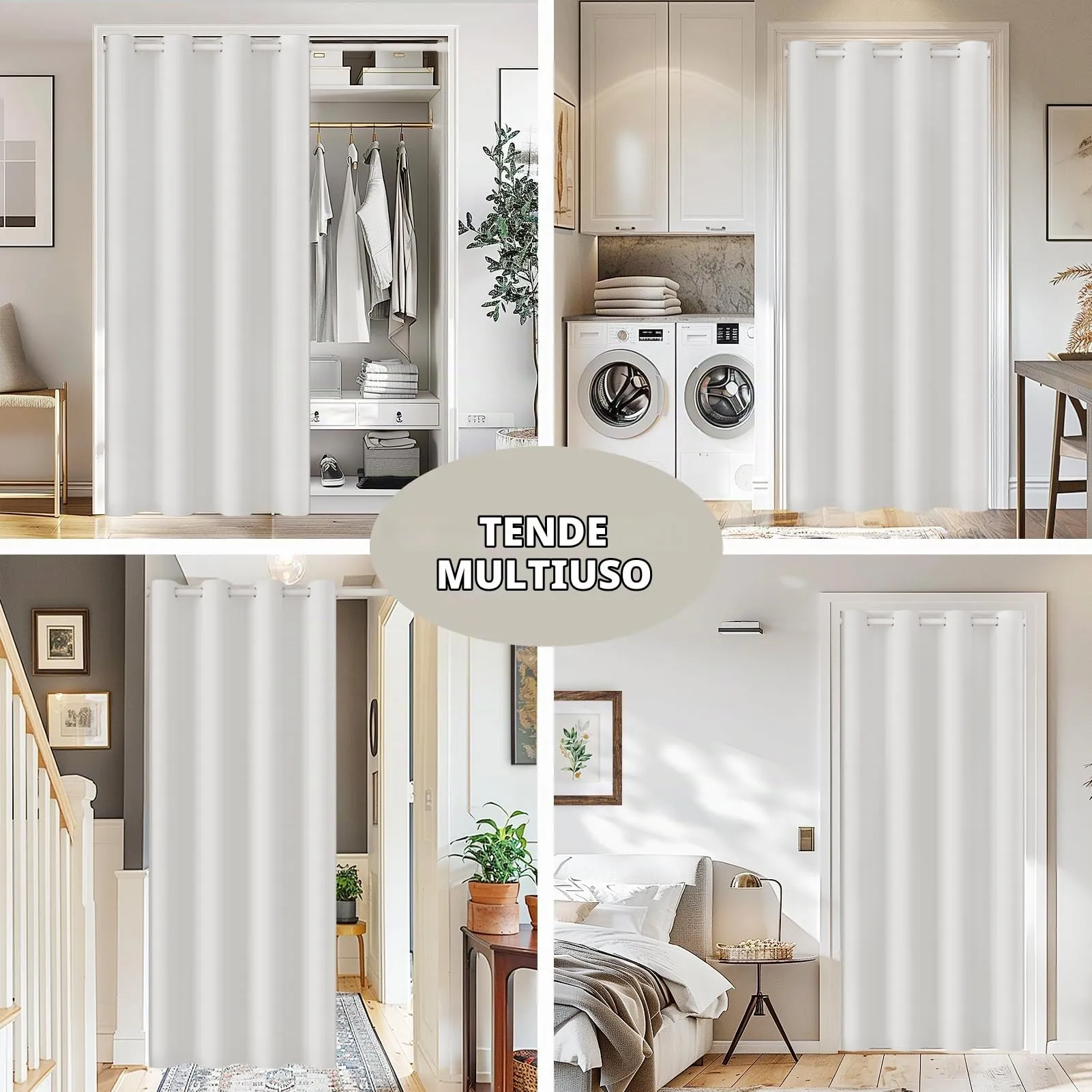 JCyh Tenda per Porta Termica e Oscurante con Pomelli Magnetici, Bianco 132x195cm - immagine 4