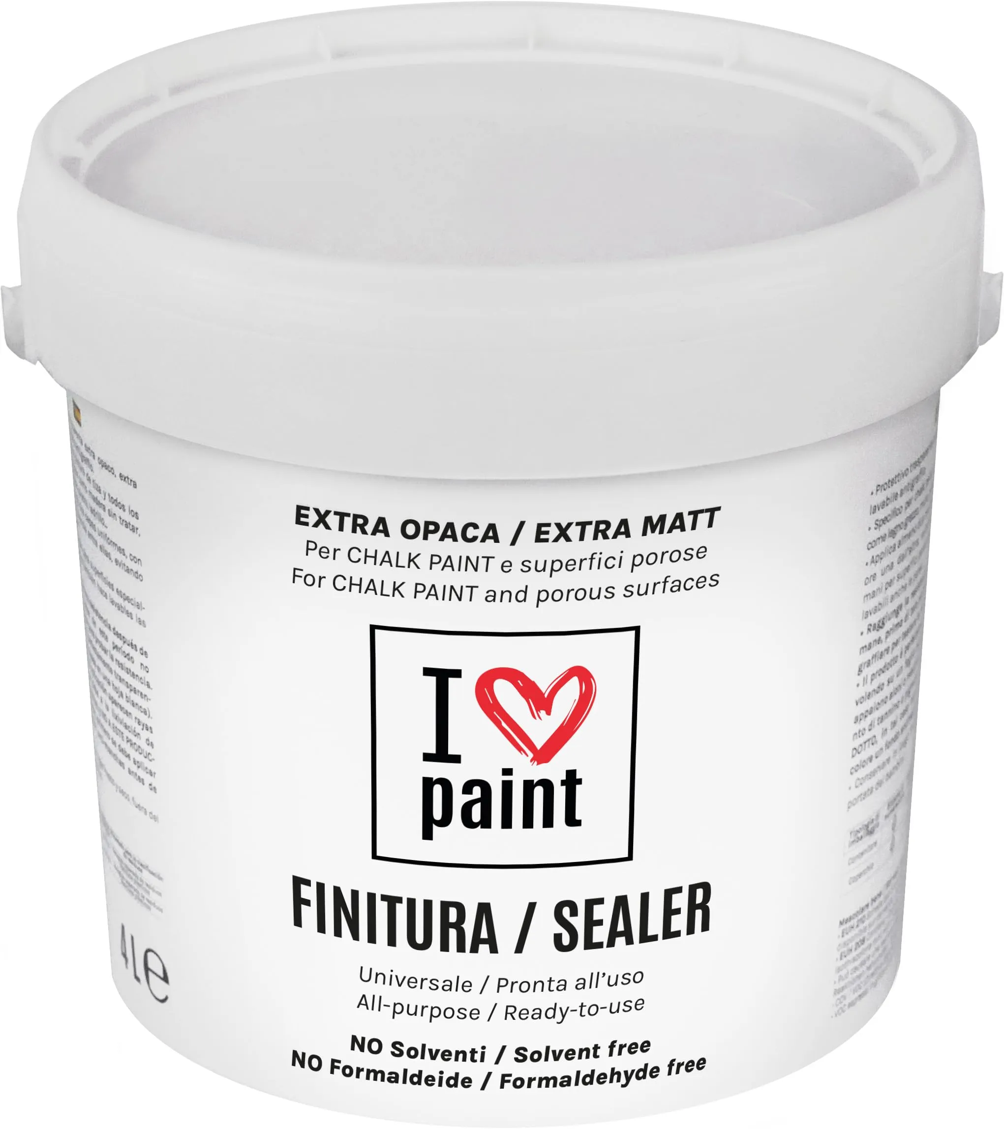 I LOVE paint Finitura Trasparente Opaca per Chalk Paint Lavabile Antigraffio, 4 Litri - immagine 1