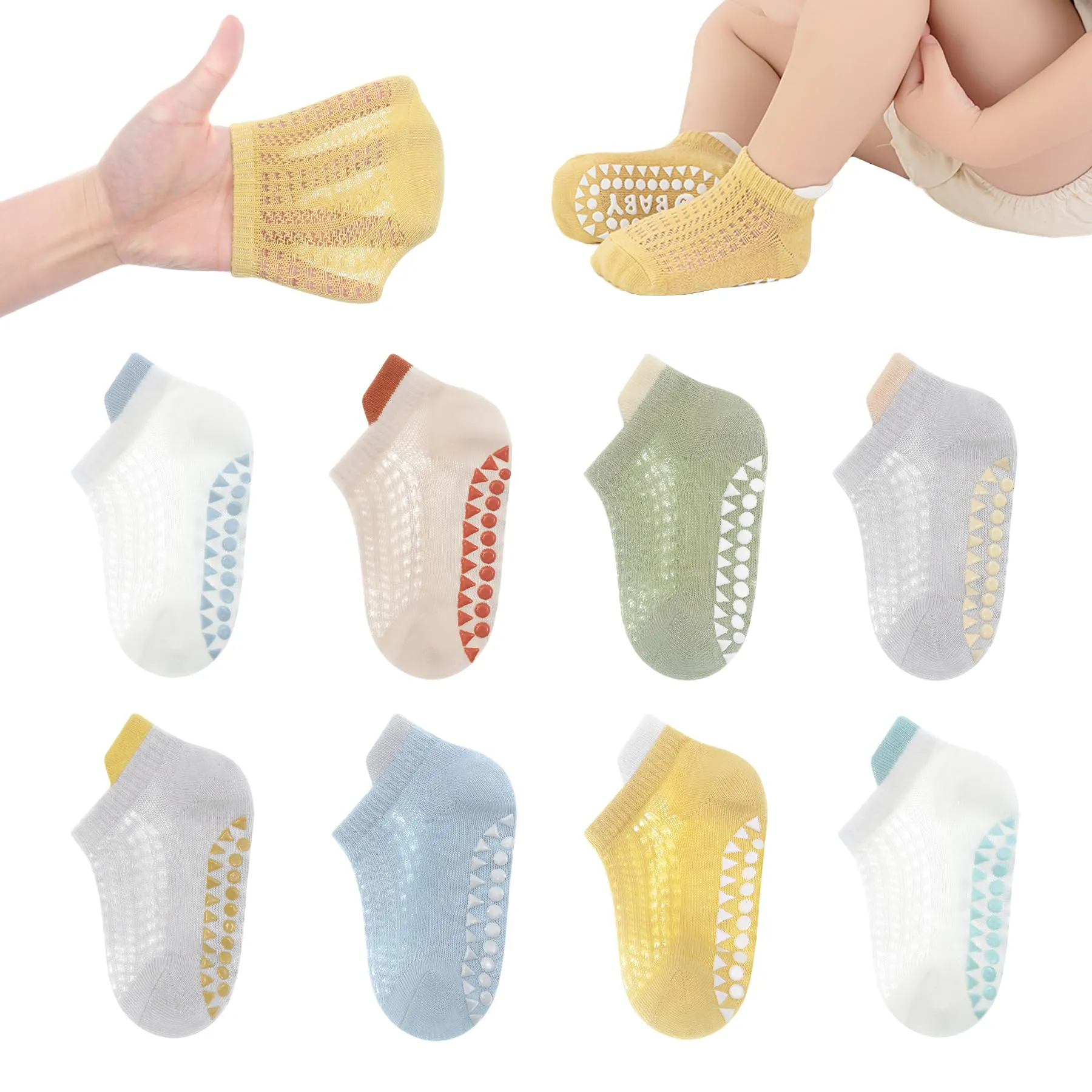 YANWANG Calzini Antiscivolo per Bambini, 8 Paia, Blu, 3-5 Anni - immagine 1